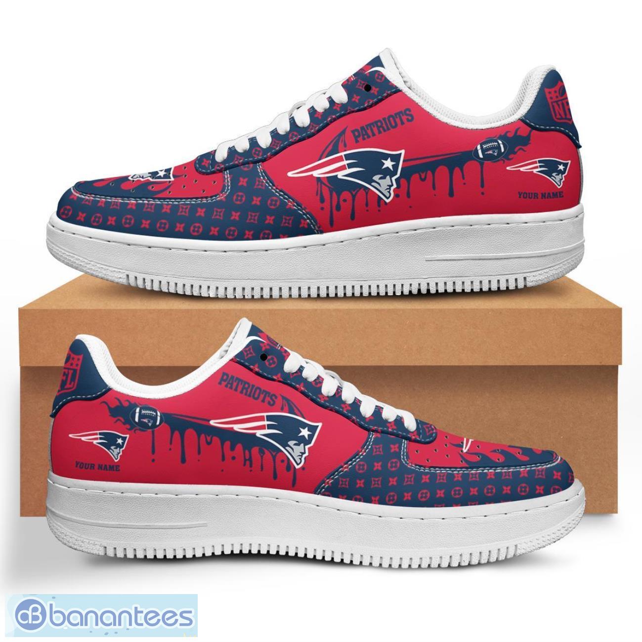 personalized name new england patriots drip air force shoes men women sneakers image Personalized Name New England Patriots Drip Air Force Shoes Men Women Sneakers Product Photo 1