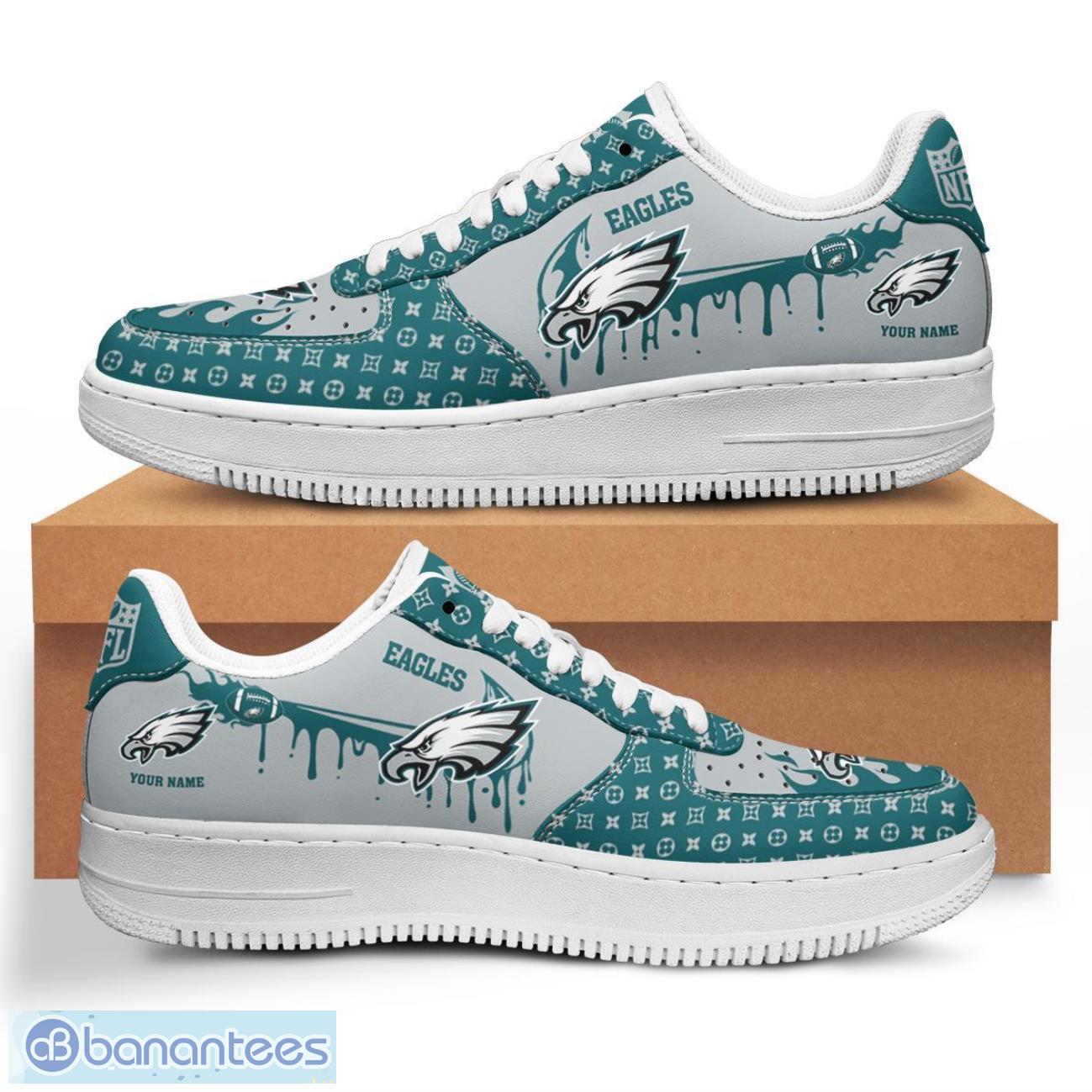 personalized name philadelphia eagles drip air force shoes men women sneakers image Personalized Name Philadelphia Eagles Drip Air Force Shoes Men Women Sneakers Product Photo 1