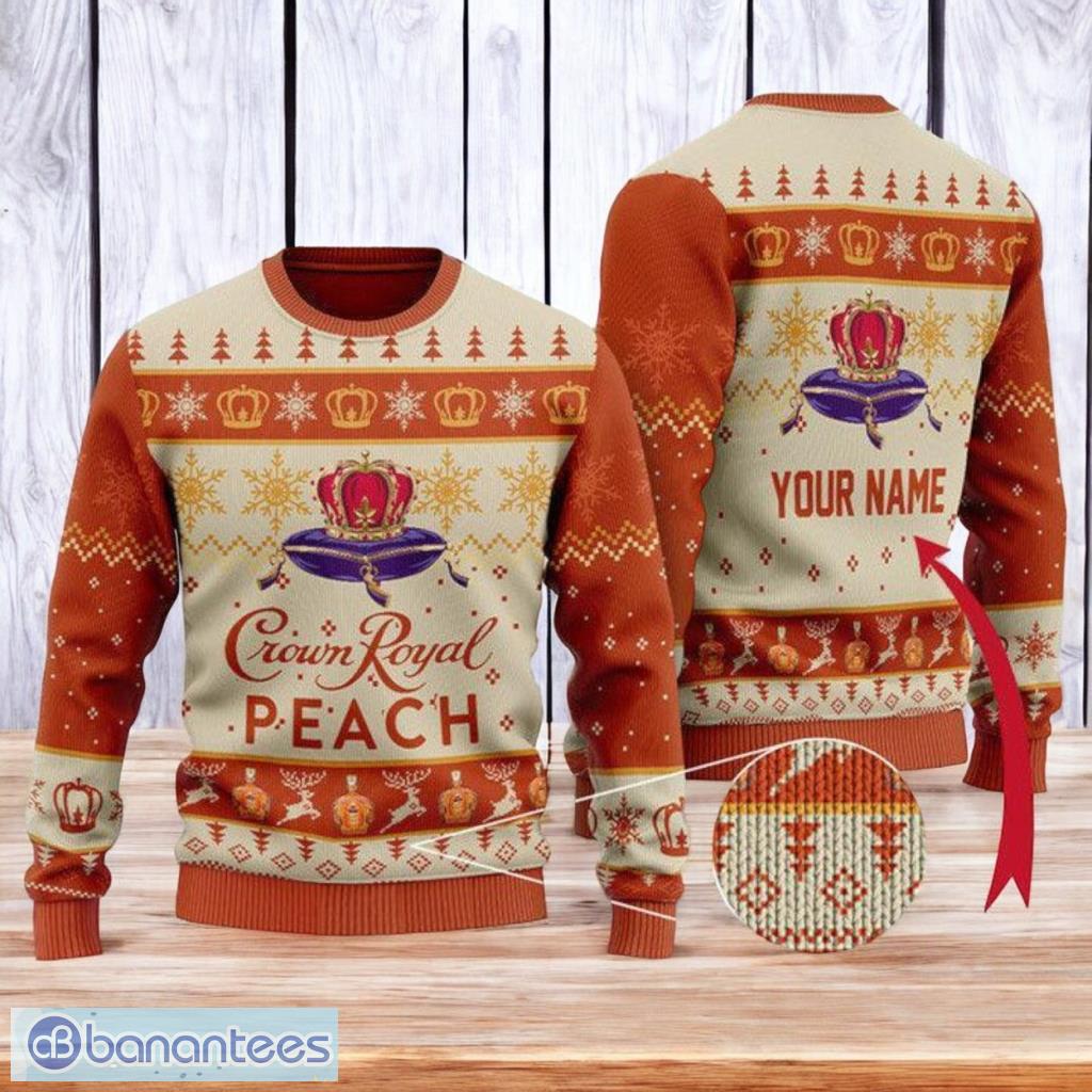 personalized peach crown royal ugly christmas ugly sweater 3d best gift chistmas image Personalized Peach Crown Royal Ugly Christmas Ugly Sweater 3D Best Gift Chistmas Product Photo 1