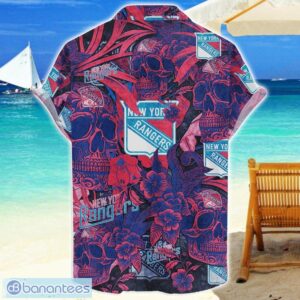 New York Rangers Flower and Skull Hawaiian Shirt NHL Team Halloween Shirt Product Photo 2