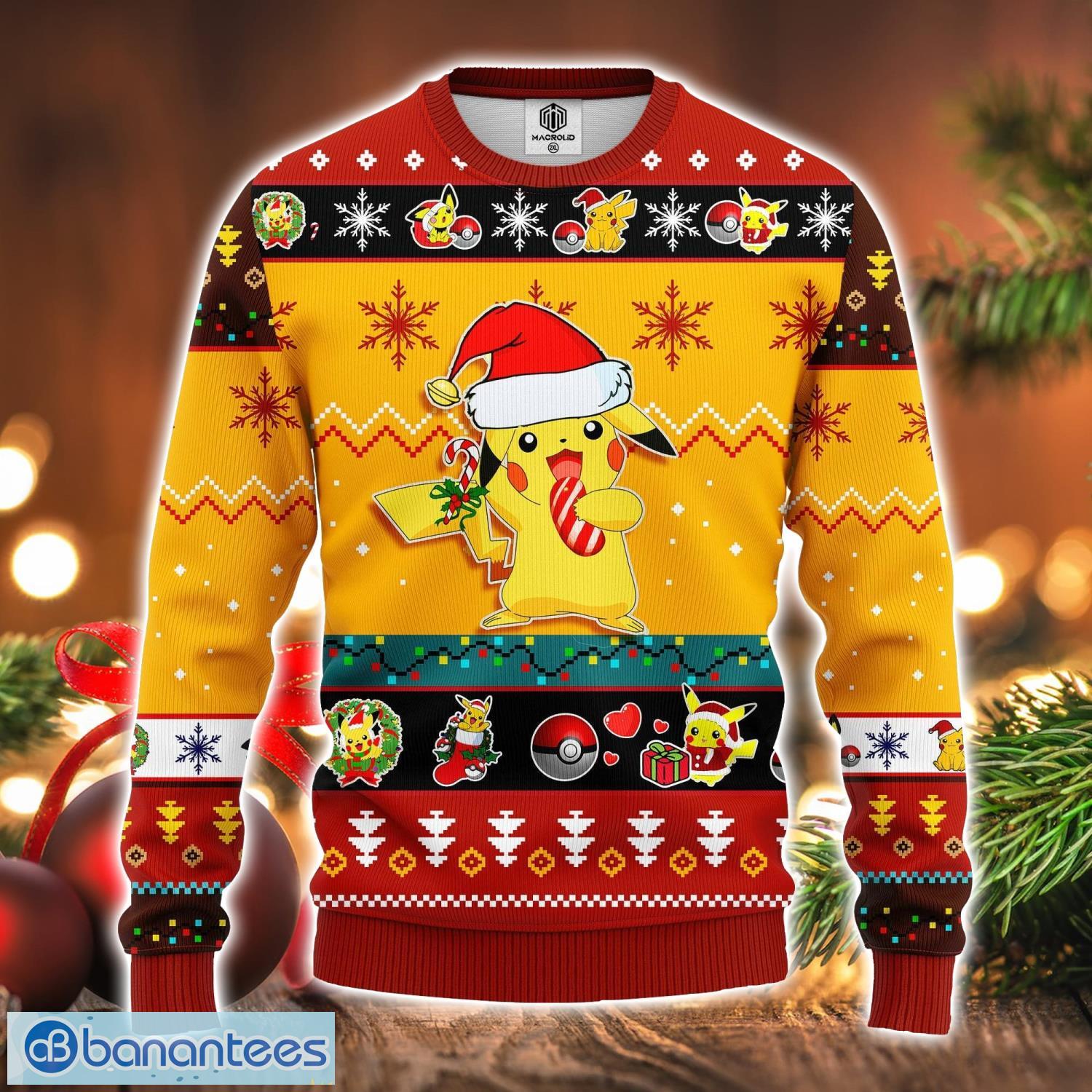 pikachu pokemon ugly christmas sweater yellow 3 amazing gift idea for pokemon lovers image Pikachu Pokemon Ugly Christmas Sweater Yellow 3 Amazing Gift Idea For Pokemon Lovers Product Photo 1