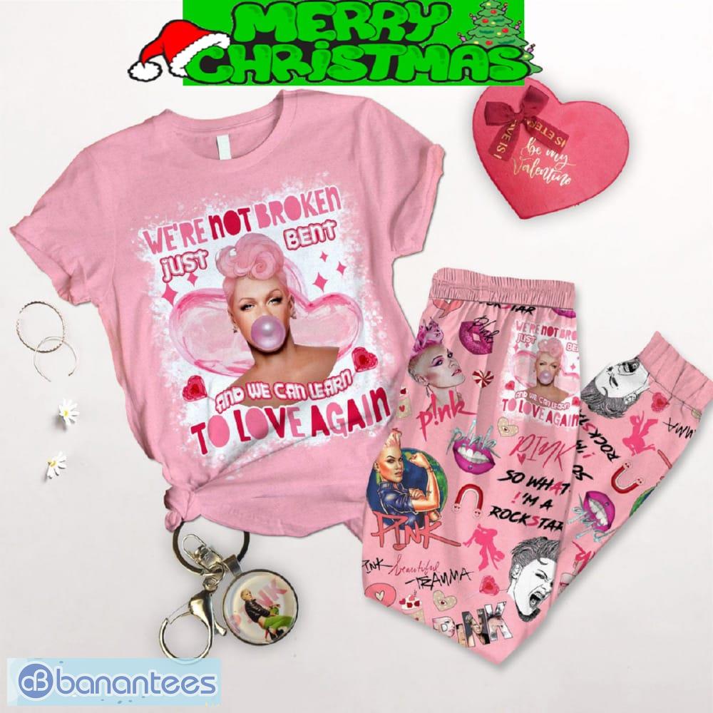 pink valentine not broken fleece pajamas set for christmas image Pink Valentine Not Broken Fleece Pajamas Set For Christmas - Pink Valentine Not Broken Fleece Pajamas Set-1