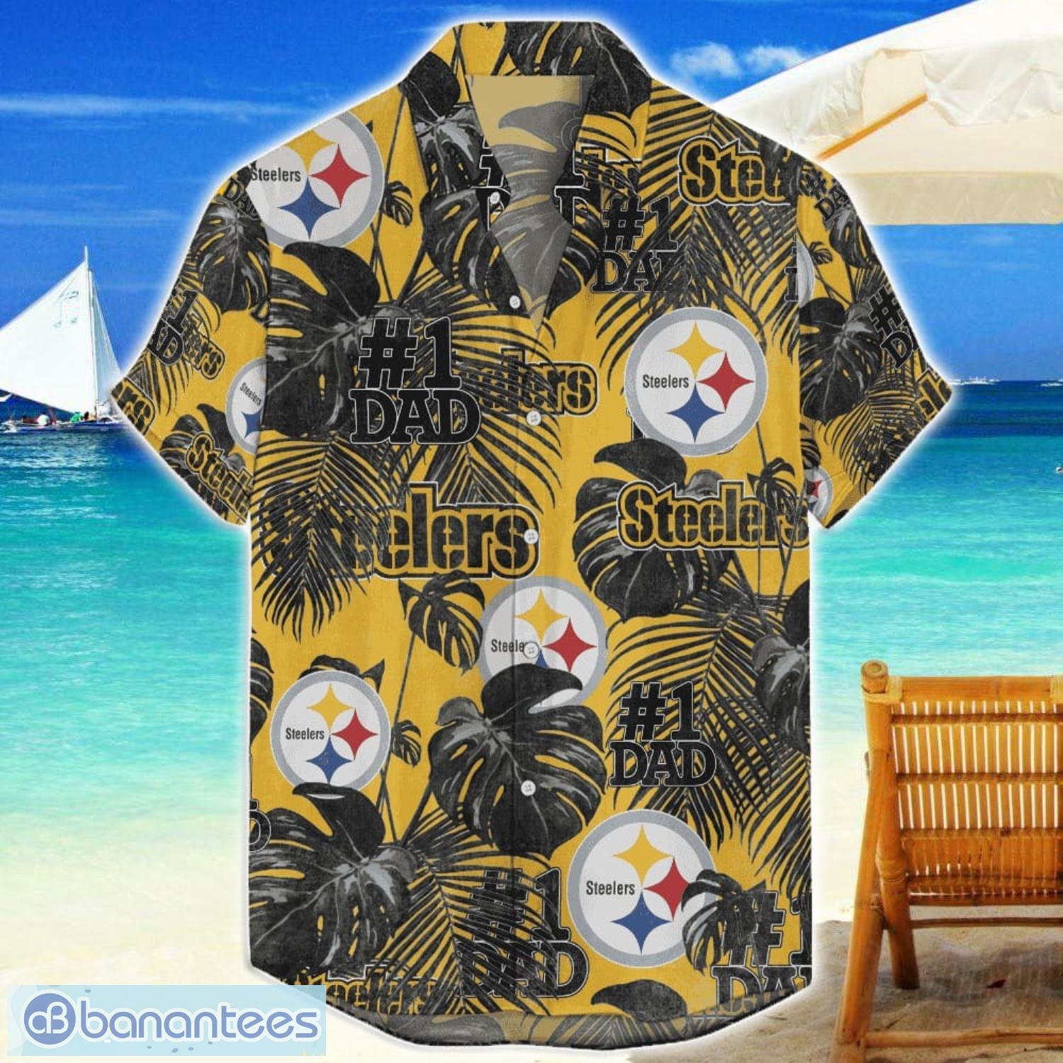 pittsburgh steelers dad hawaiian fathers day gift for dad grandpa nfl sports beach shirt image Pittsburgh Steelers Dad Hawaiian Father’s Day Gift For Dad Grandpa NFL Sports Beach Shirt Product Photo 1