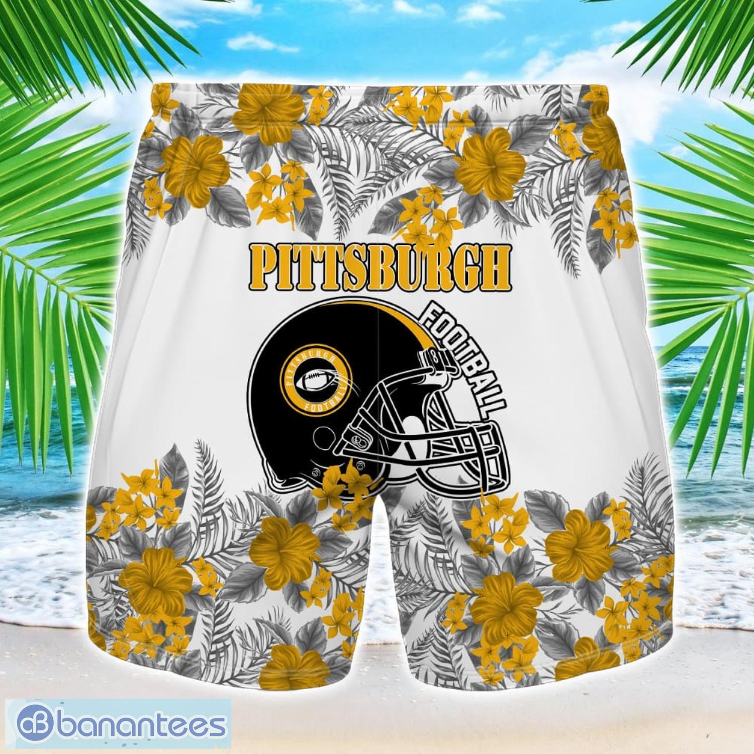 pittsburgh team hawaiian and shorts all printed beach set for fans custom name 1 image Pittsburgh Team Hawaiian And Shorts All Printed Beach Set For Fans Custom Name Product Photo 2