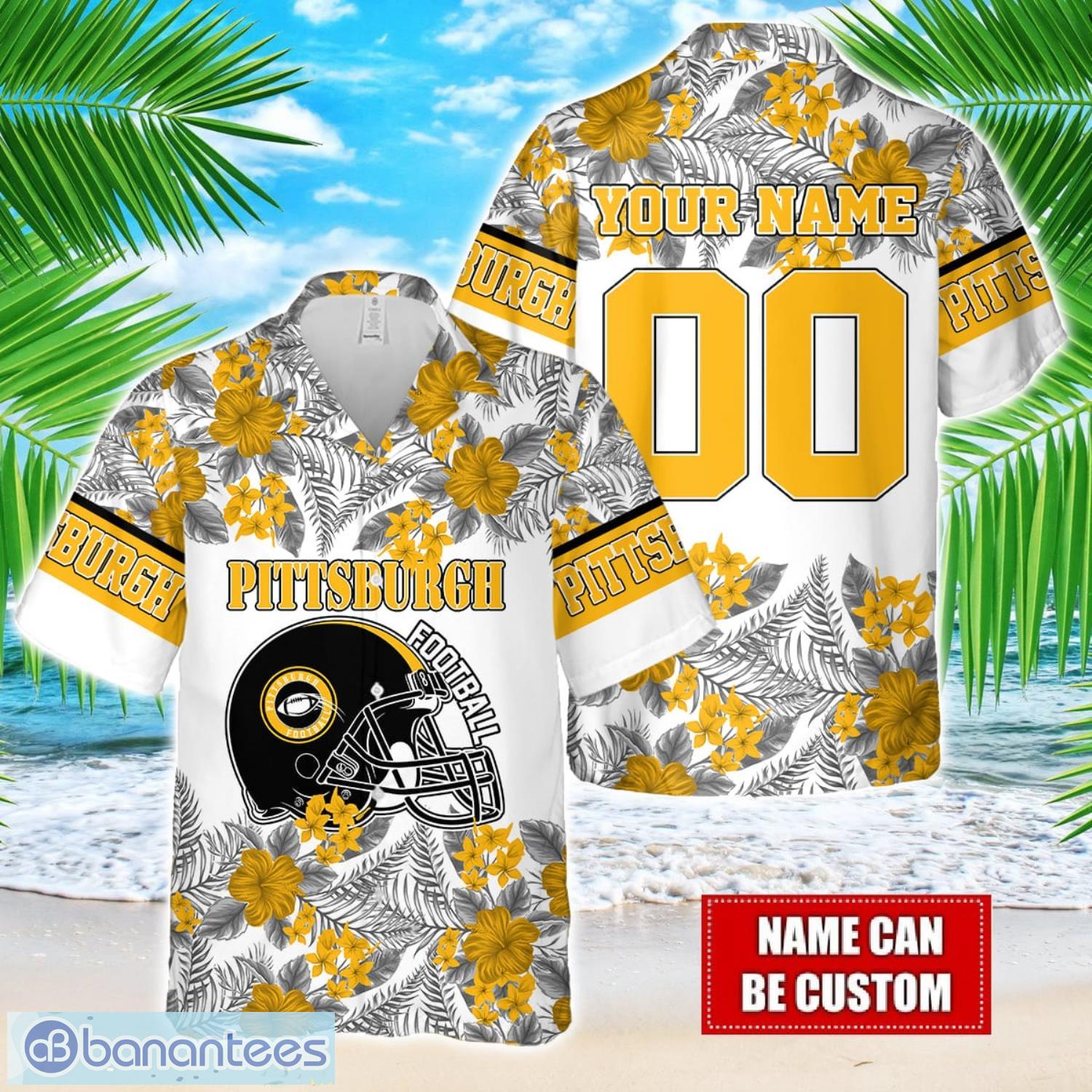 pittsburgh team hawaiian and shorts all printed beach set for fans custom name image Pittsburgh Team Hawaiian And Shorts All Printed Beach Set For Fans Custom Name Product Photo 1