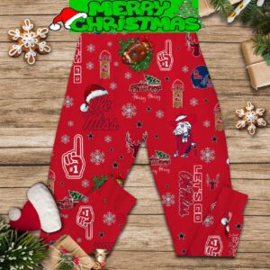 Ole Miss Rebels Gosh Almighty Snowman University of Mississippi Hotty Toddy Gosh Almighty Snowman Fleece Pajama Sets Men Women For Fans - 020824-145404