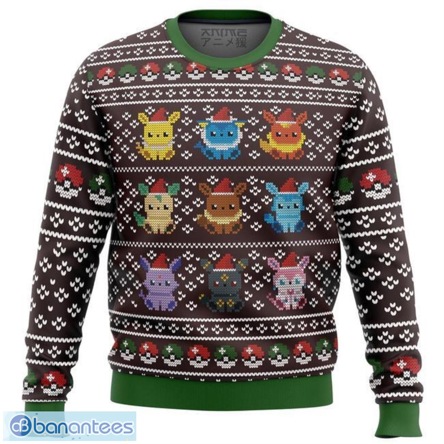 pokemon eeveelution premium ugly christmas sweater amazing gift idea for pokemon lovers image Pokemon Eeveelution Premium Ugly Christmas Sweater Amazing Gift Idea For Pokemon Lovers Product Photo 1
