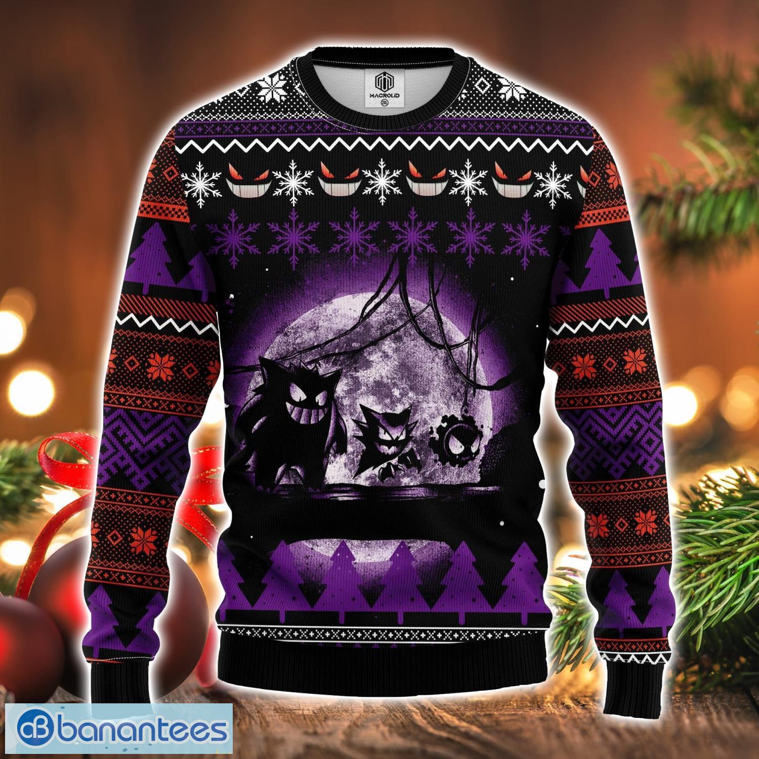 pokemon ghost ugly christmas sweater amazing gift idea for pokemon lovers image Pokemon Ghost Ugly Christmas Sweater Amazing Gift Idea For Pokemon Lovers Product Photo 1