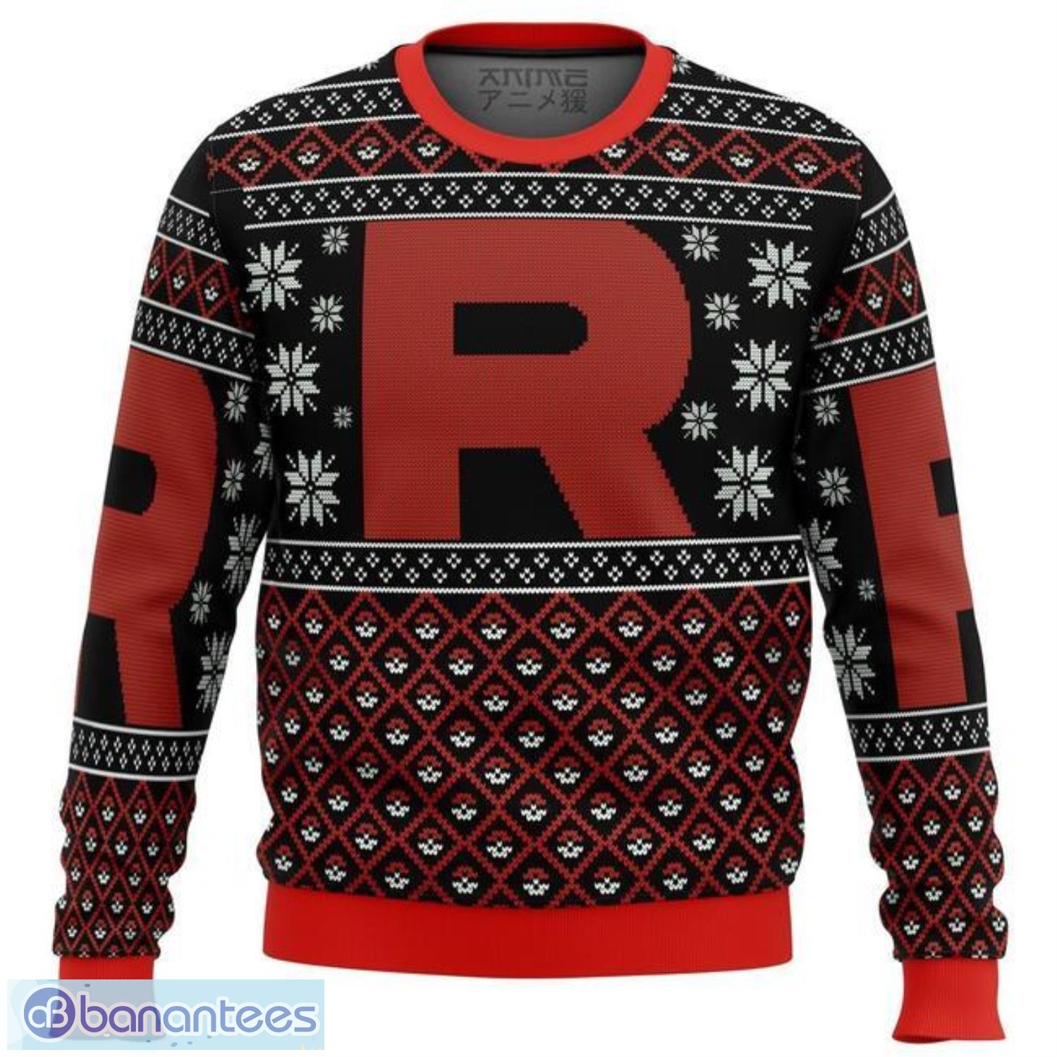 pokemon team rocket red black premium ugly christmas sweater amazing gift idea for pokemon lovers image Pokemon Team Rocket Red Black Premium Ugly Christmas Sweater Amazing Gift Idea For Pokemon Lovers Product Photo 1