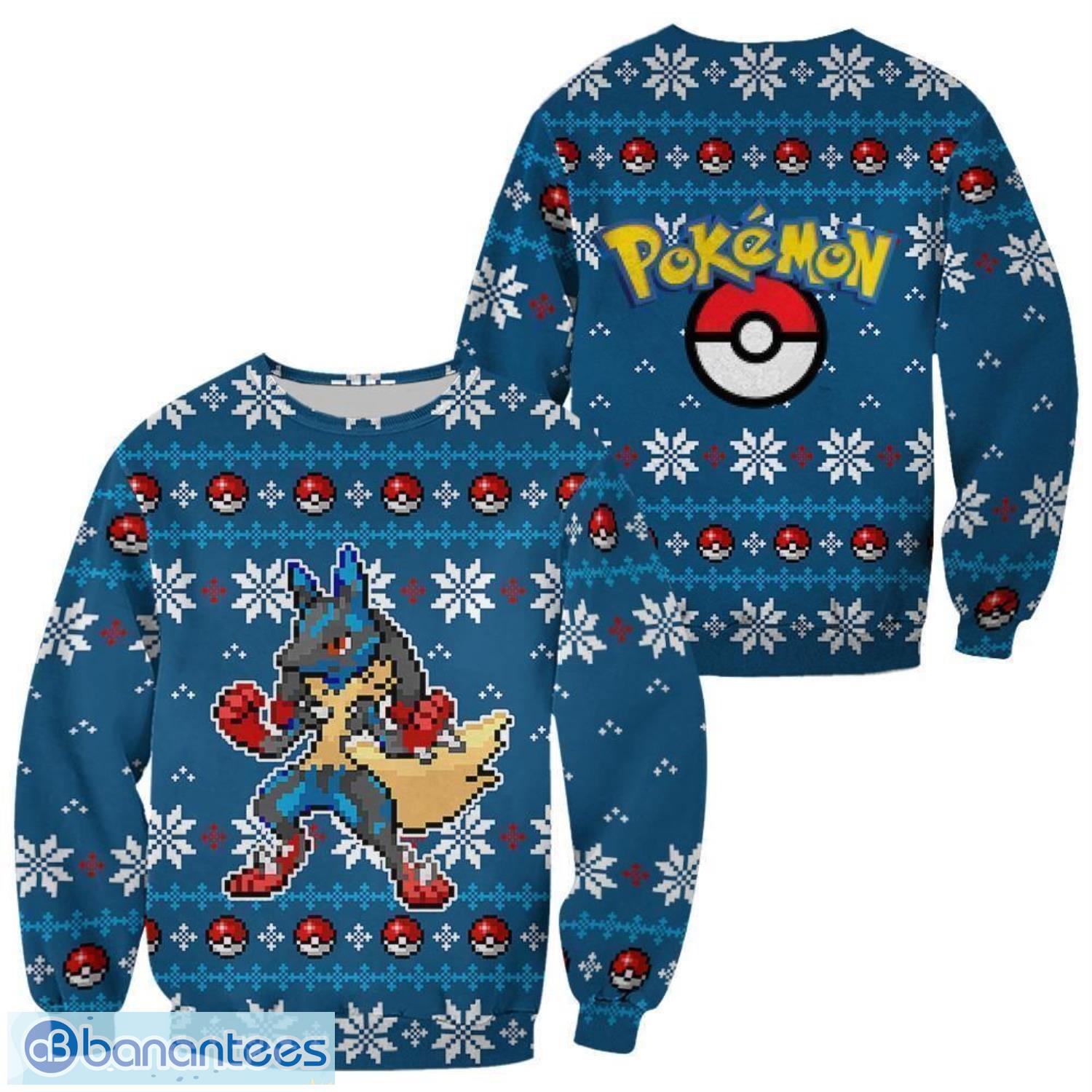pokemon ugly christmas sweater custom lucario xmas gift clothes men women christmas gift image Pokemon Ugly Christmas Sweater Custom Lucario Xmas Gift Clothes Men Women Christmas Gift Product Photo 1