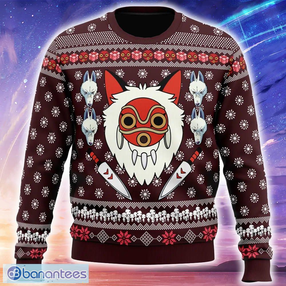 princess mononoke knitted christmas sweater trending holidays for men women fans image Princess Mononoke Knitted Christmas Sweater Trending Holidays For Men Women Fans - Princess Mononoke Ugly Christmas Sweater_1