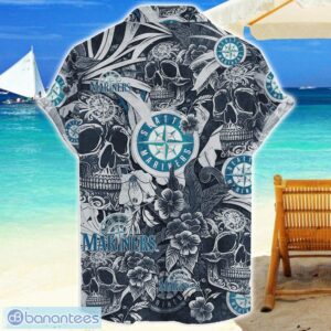 Seattle Mariners Flower and Skull Hawaiian Shirt MLB Team Halloween Shirt Product Photo 2