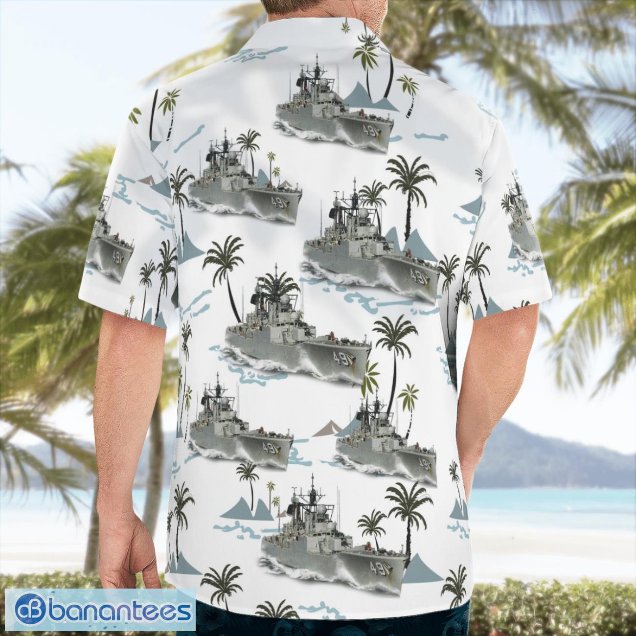royal australian navy hmas derwent de 49 white hawaiian shirt 1 image Royal Australian Navy HMAS Derwent (DE 49) White Hawaiian Shirt Product Photo 2