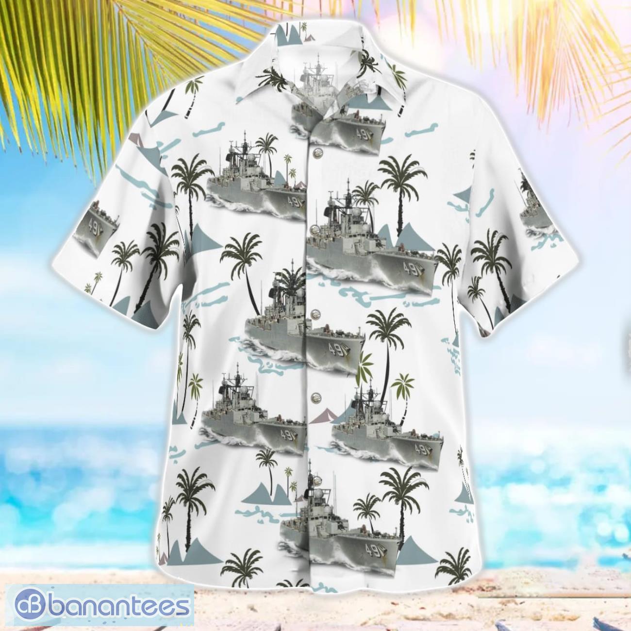 Royal Australian Navy HMAS Derwent (DE 49) White Hawaiian Shirt Royal Australian Navy HMAS Derwent (DE 49) White Hawaiian Shirt Product Photo 3