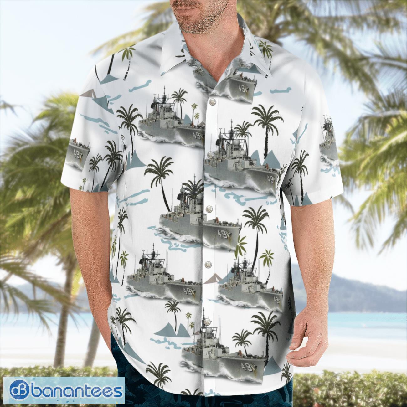 Royal Australian Navy HMAS Derwent (DE 49) White Hawaiian Shirt Royal Australian Navy HMAS Derwent (DE 49) White Hawaiian Shirt Product Photo 4