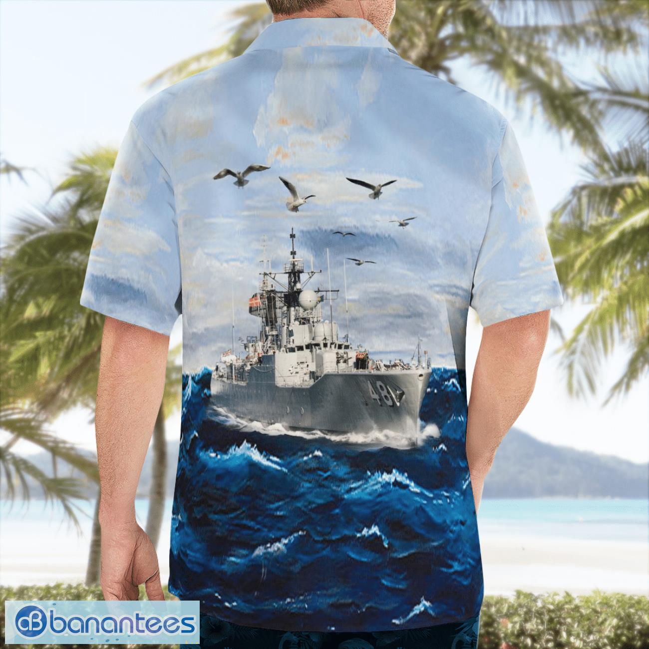 royal australian navy hmas stuart de 48 hawaiian shirt image Royal Australian Navy HMAS Stuart (DE 48) Hawaiian Shirt Product Photo 1