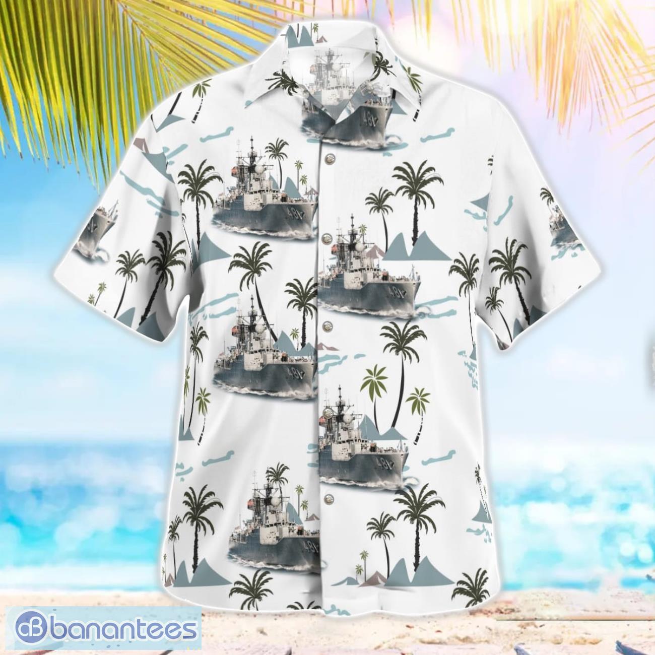 royal australian navy hmas stuart de 48 white hawaiian shirt 2 image Royal Australian Navy HMAS Stuart (DE 48) White Hawaiian Shirt Product Photo 3