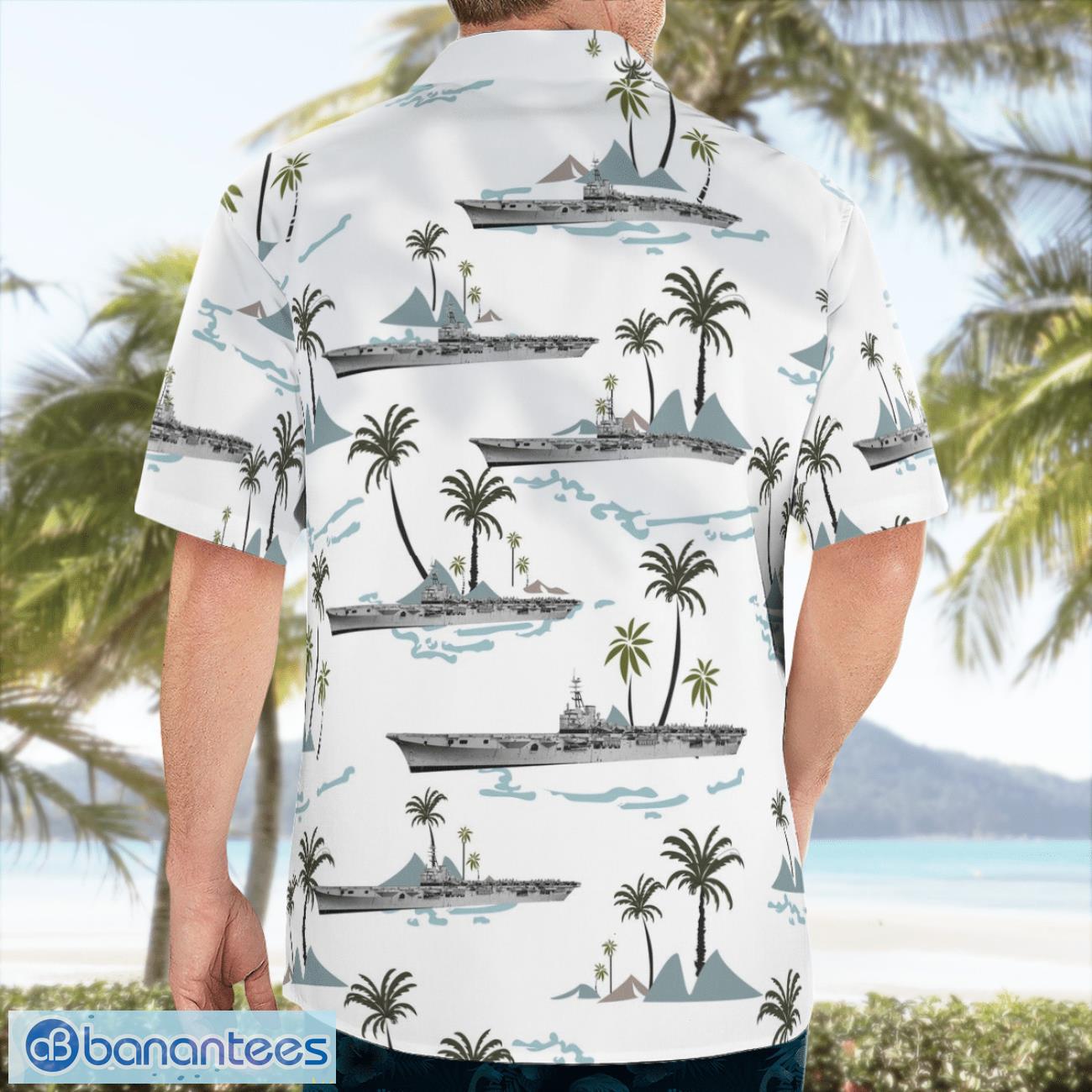 royal australian navy hmas sydney r17 white hawaiian shirt 1 image Royal Australian Navy HMAS Sydney (R17) White Hawaiian Shirt Product Photo 2