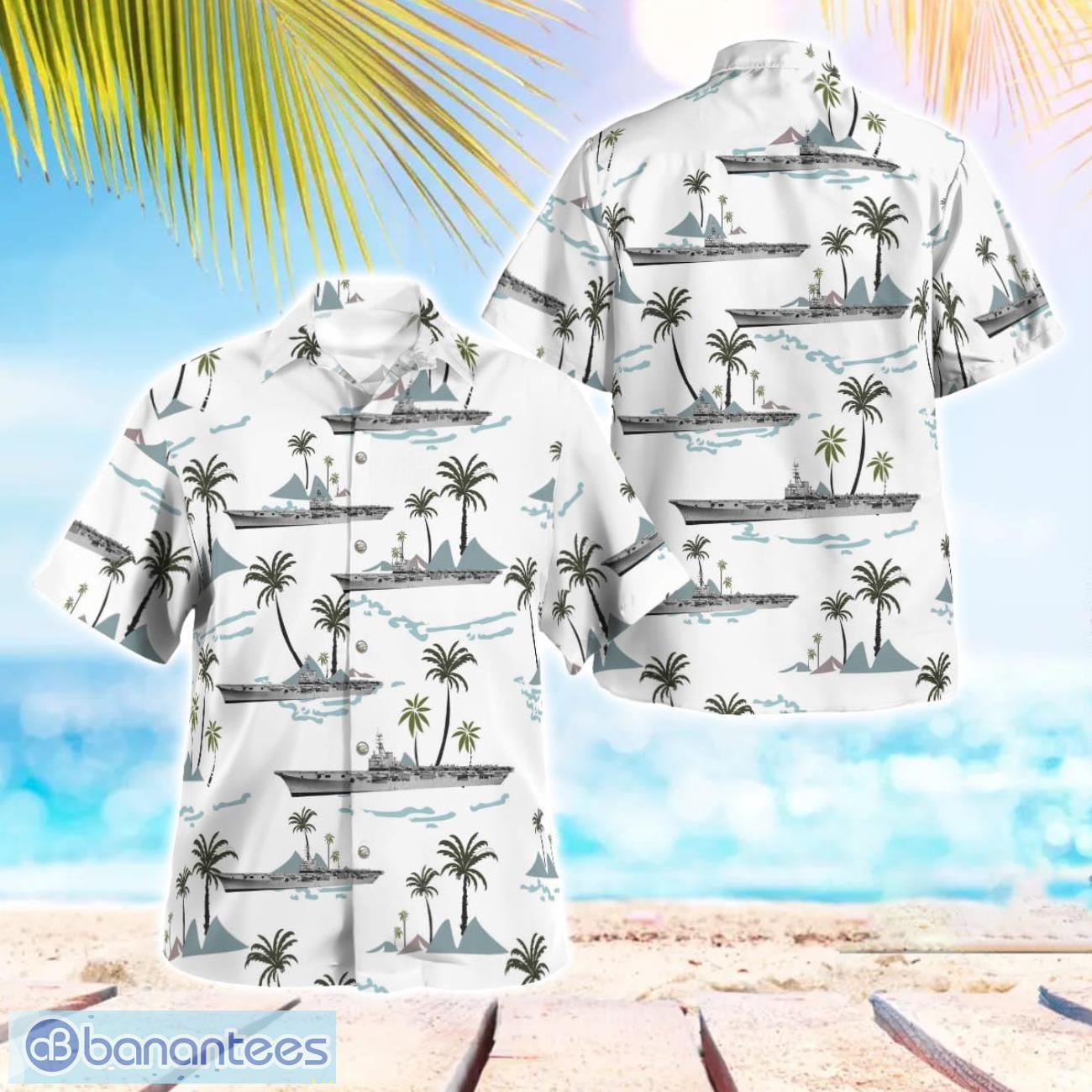 royal australian navy hmas sydney r17 white hawaiian shirt image Royal Australian Navy HMAS Sydney (R17) White Hawaiian Shirt Product Photo 1