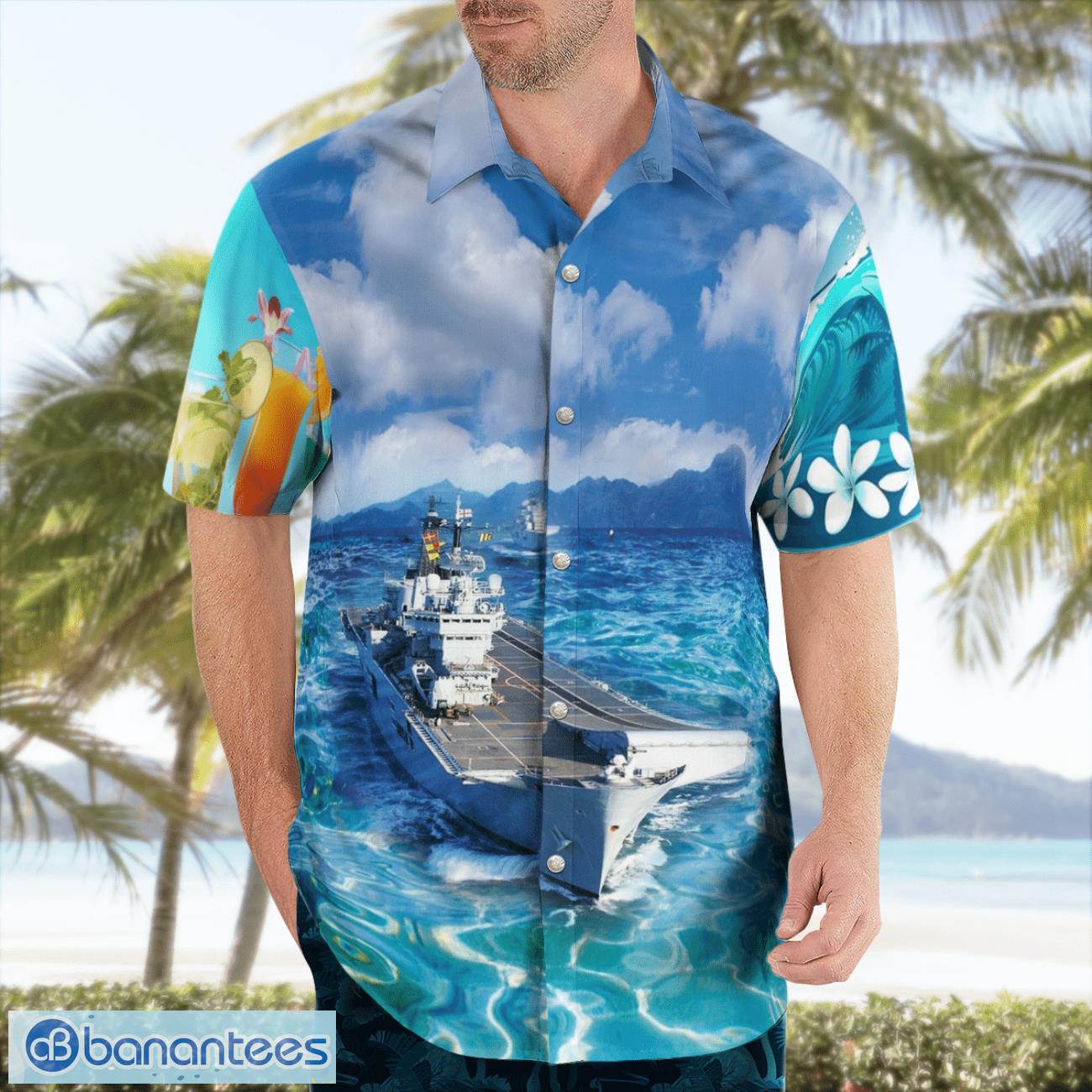 Royal Navy HMS Invincible (R05) Hawaiian Shirt Royal Navy HMS Invincible (R05) Hawaiian Shirt Product Photo 4