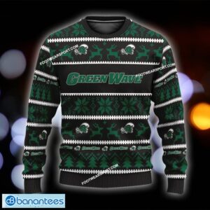 NEW Mistletoe Tulane Green Wave Ugly Xmas 3D Sweater Gift For Adult Custom Name - NCAA Tulane Green Wave Ugly Christmas Sweater For Men And Women Photo 1