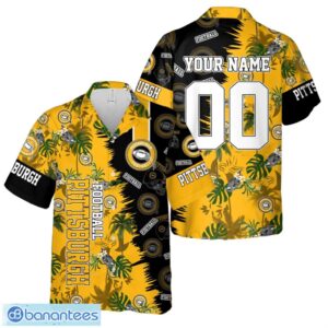 Pittsburgh Football Team Hawaiian Shirt And Shorts Custom Name Number Tropical Style Hawaiian Shirt Product Photo 1
