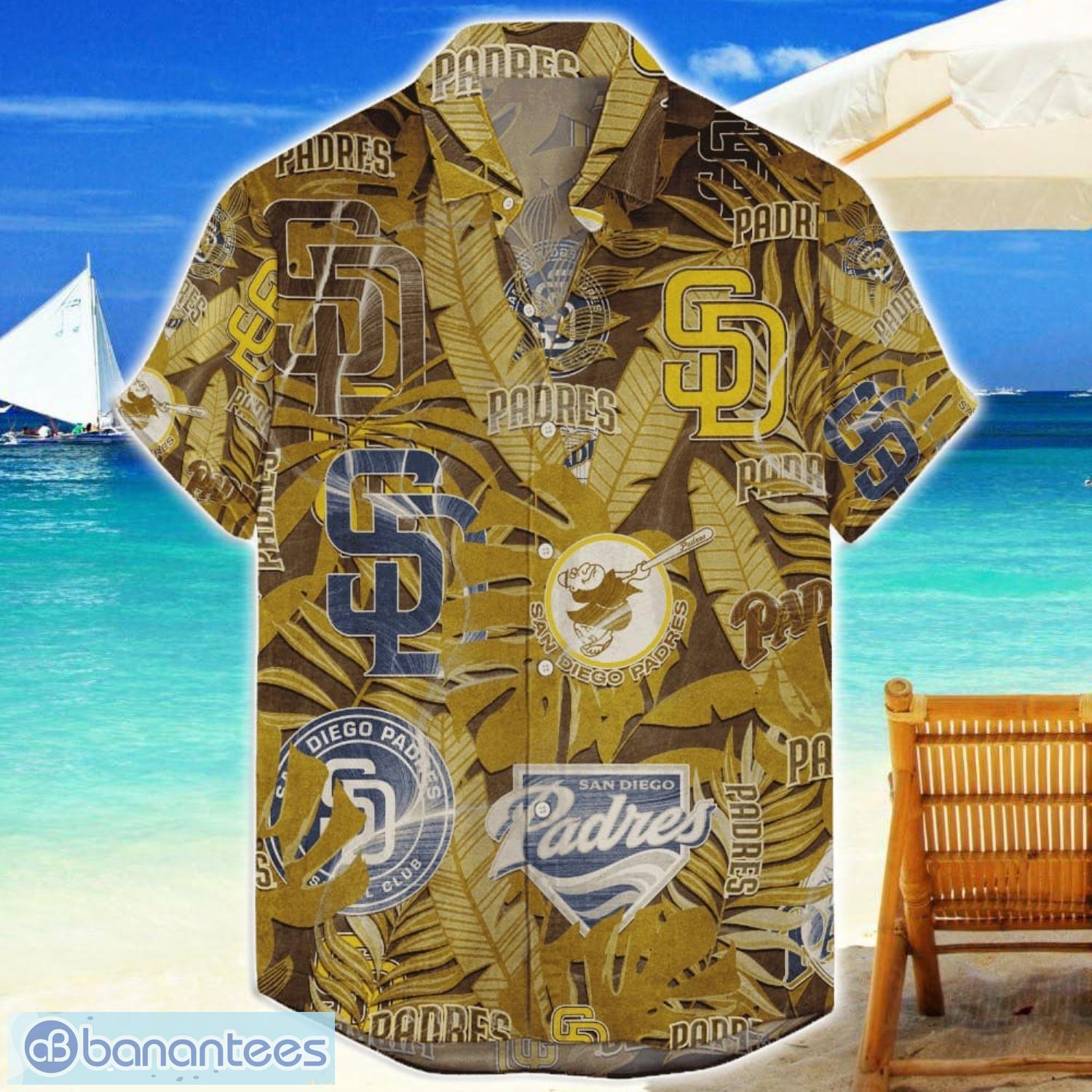 san diego padres 3d hawaiian shirt retro logo revolution mlb new design summer gift for men women image San Diego Padres 3D Hawaiian Shirt Retro Logo Revolution MLB New Design Summer Gift For Men Women Product Photo 1