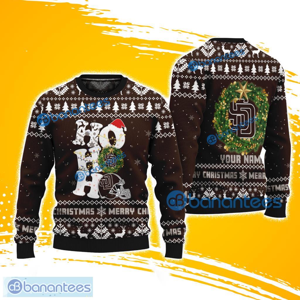 san diego padres mlb logo sport baseball ho ho ho hat santa ugly sweater christmas new designs image San Diego Padres MLB Logo Sport Baseball Ho Ho Ho Hat Santa Ugly Sweater Christmas New Designs Product Photo 1