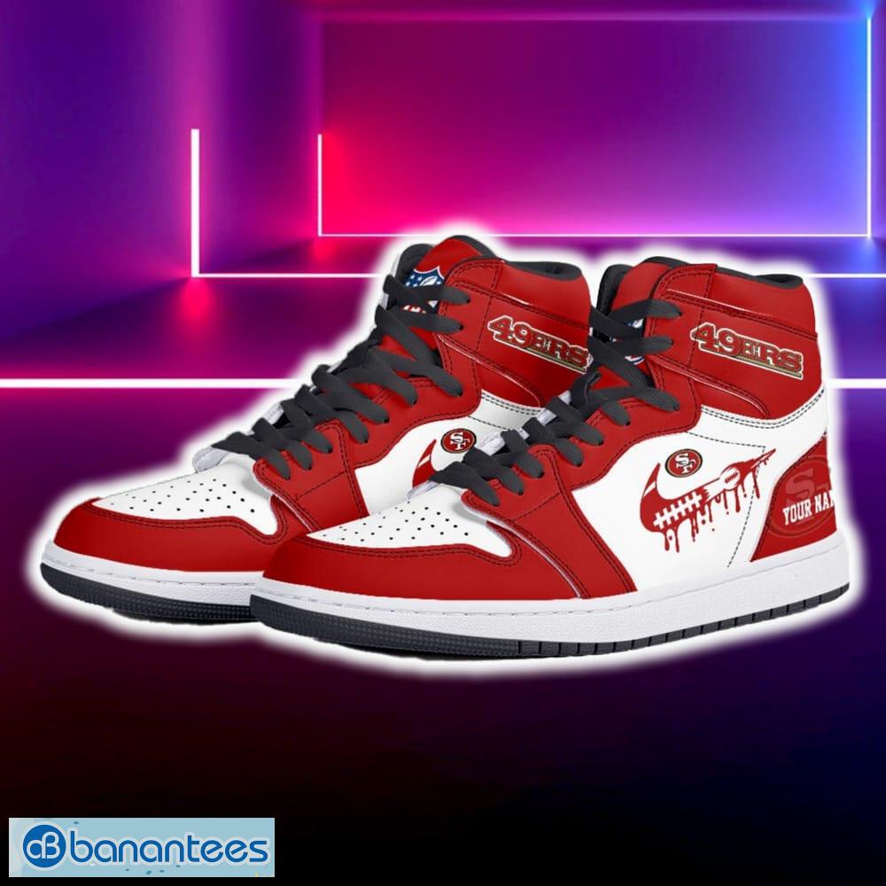 san francisco 49ers air jordan hightop shoes new custom name for fans gift sneaker 1 image San Francisco 49ers Air Jordan Hightop Shoes New Custom Name For Fans Gift Sneaker - San Francisco 49ers Air Jordan Hightop Shoes Photo 5