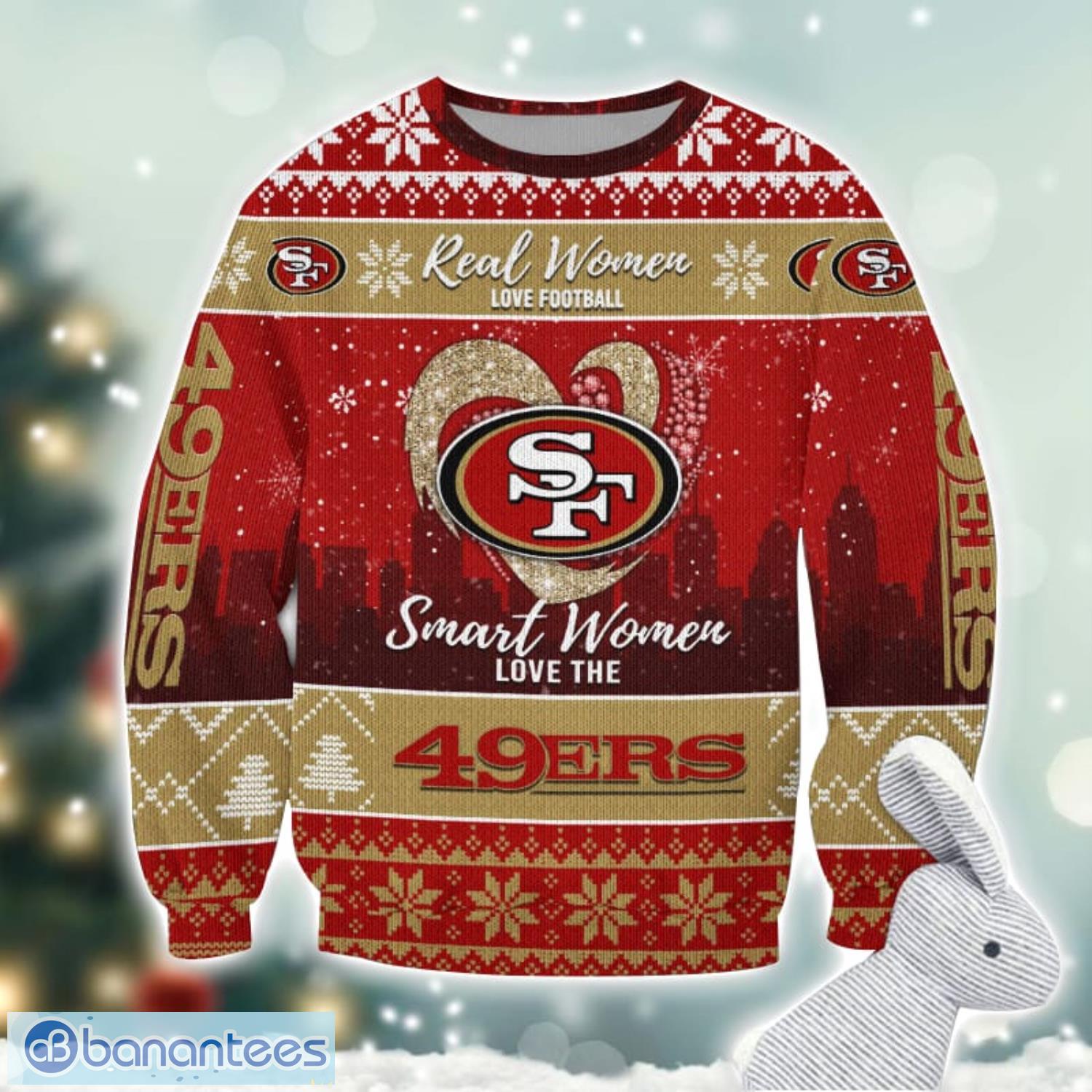 san francisco 49ers logo ugly christmas sweater for fans men and women christmas gift ideas image San Francisco 49ers Logo Ugly Christmas Sweater For Fans Men And Women Christmas Gift Ideas Product Photo 1