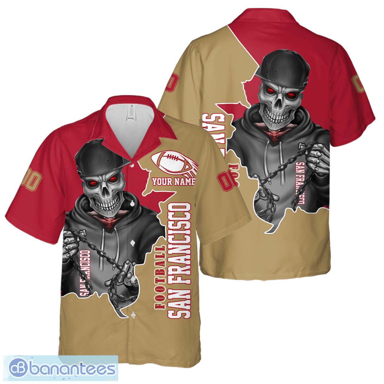 san francisco football team hawaiian shirt and shorts personalized name and number for fans image San Francisco Football Team Hawaiian Shirt And Shorts Personalized Name And Number For Fans Product Photo 1