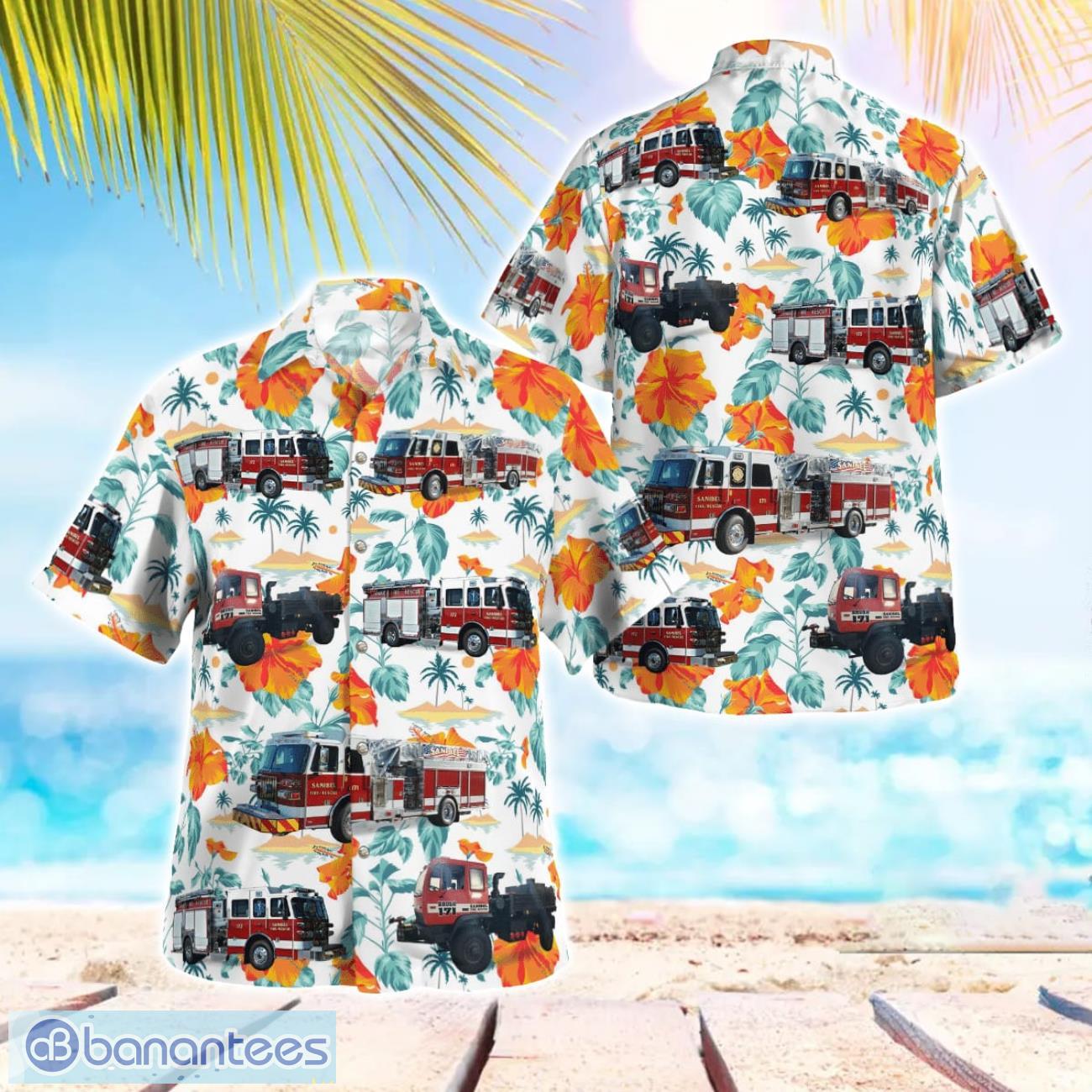 sanibel florida sanibel fire rescue district yellow flower hawaiian shirt beach shirt for men and women image Sanibel, Florida, Sanibel Fire Rescue District Yellow Flower Hawaiian Shirt Beach Shirt For Men And Women Product Photo 1