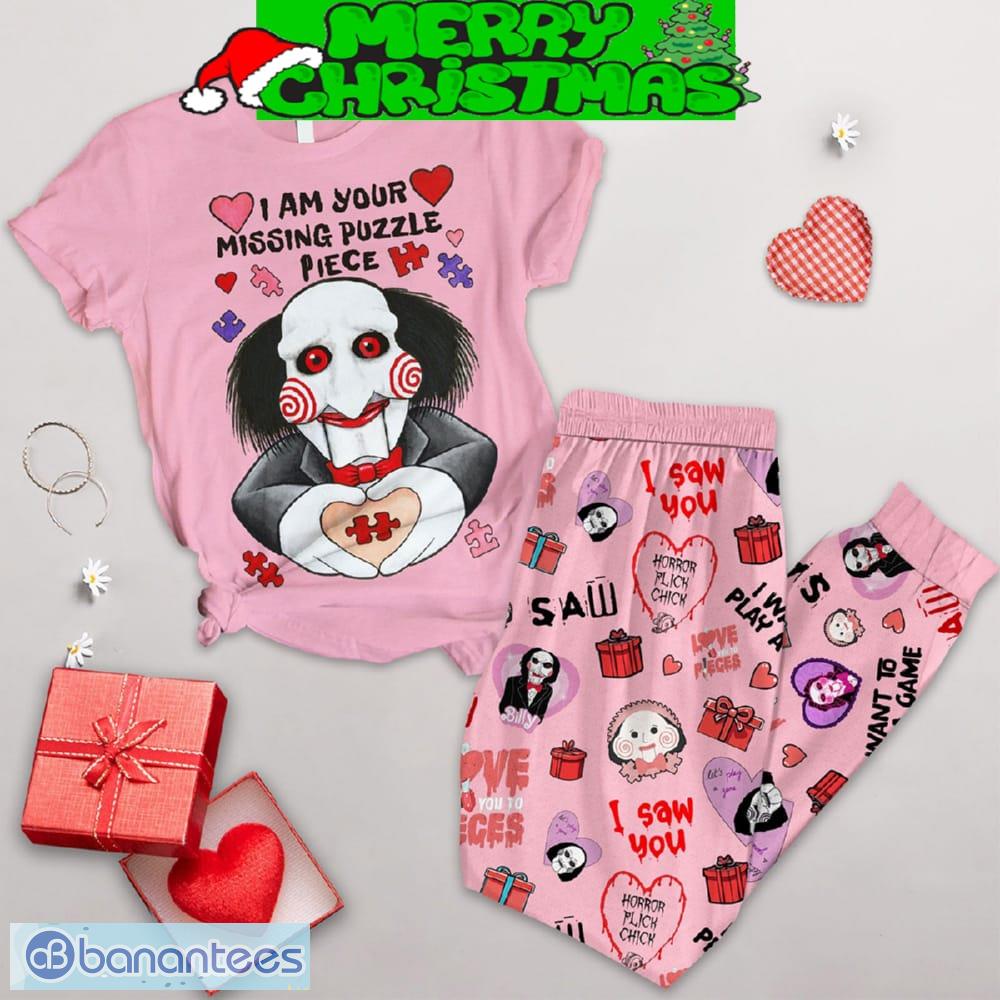 saw missing piece valentine fleece pajamas set gift family image Saw Missing Piece Valentine Fleece Pajamas Set Gift Family - Saw Missing Piece Valentine Fleece Pajamas Set-1