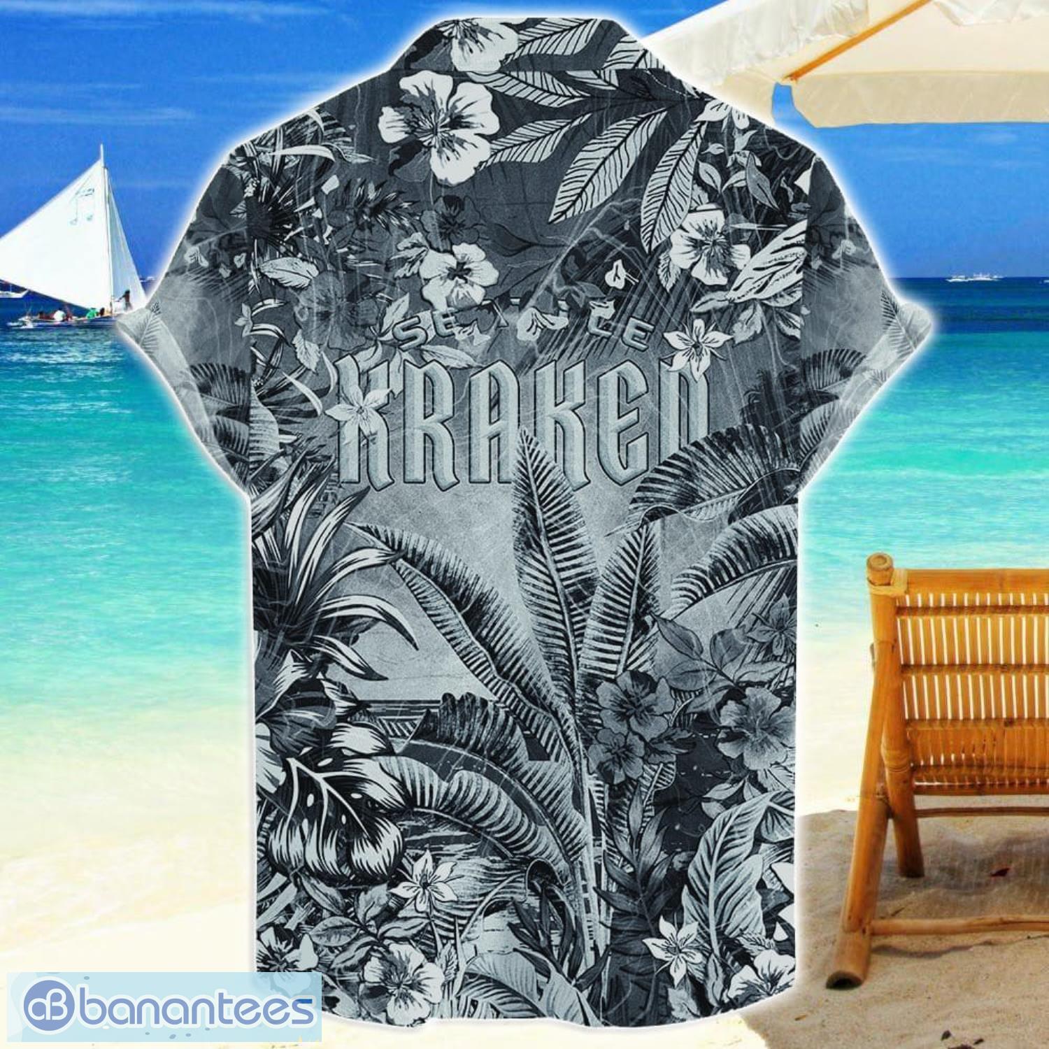 seattle kraken tropical skull halloween 3d hawaiian shirt for men women nhl fans 1 image Seattle Kraken Tropical Skull Halloween 3D Hawaiian Shirt For Men Women NHL Fans Product Photo 2
