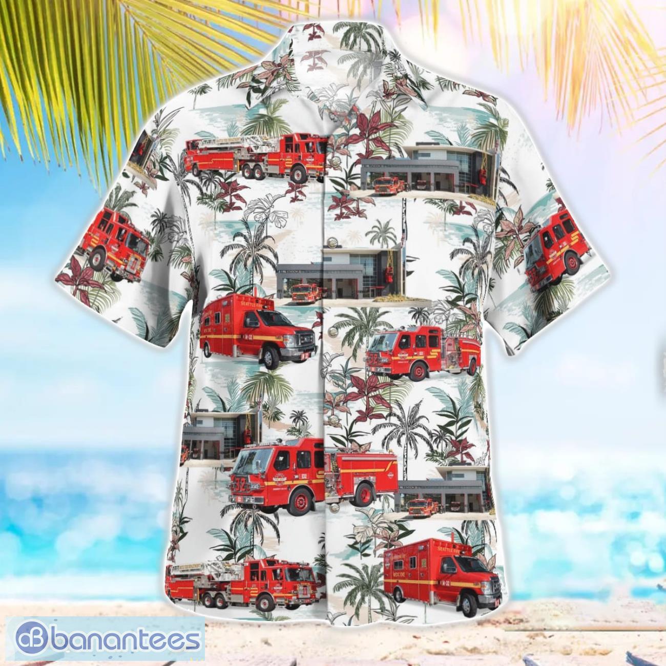 seattle washington seattle fire station 32 hawaiian shirt beach shirt for men and women 2 image Seattle, Washington, Seattle Fire Station 32 Hawaiian Shirt Beach Shirt For Men And Women Product Photo 3