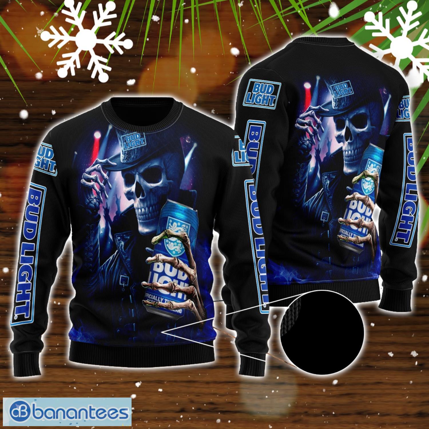 skull bud light beer all over print 3d sweater for men and women image Skull Bud Light Beer All Over Print 3D Sweater For Men And Women Product Photo 1