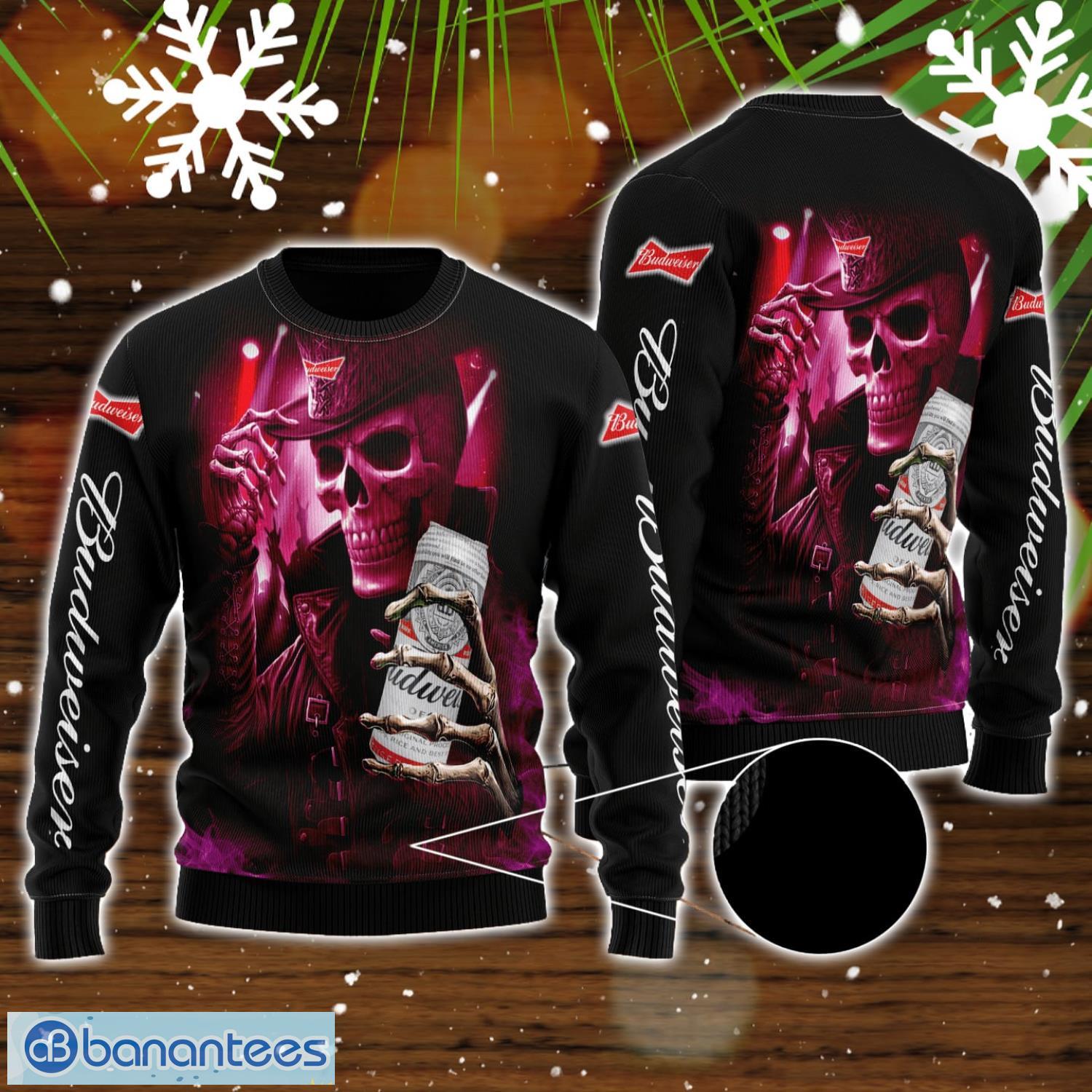skull budweiser beer all over print 3d sweater for men and women image Skull Budweiser Beer All Over Print 3D Sweater For Men And Women Product Photo 1