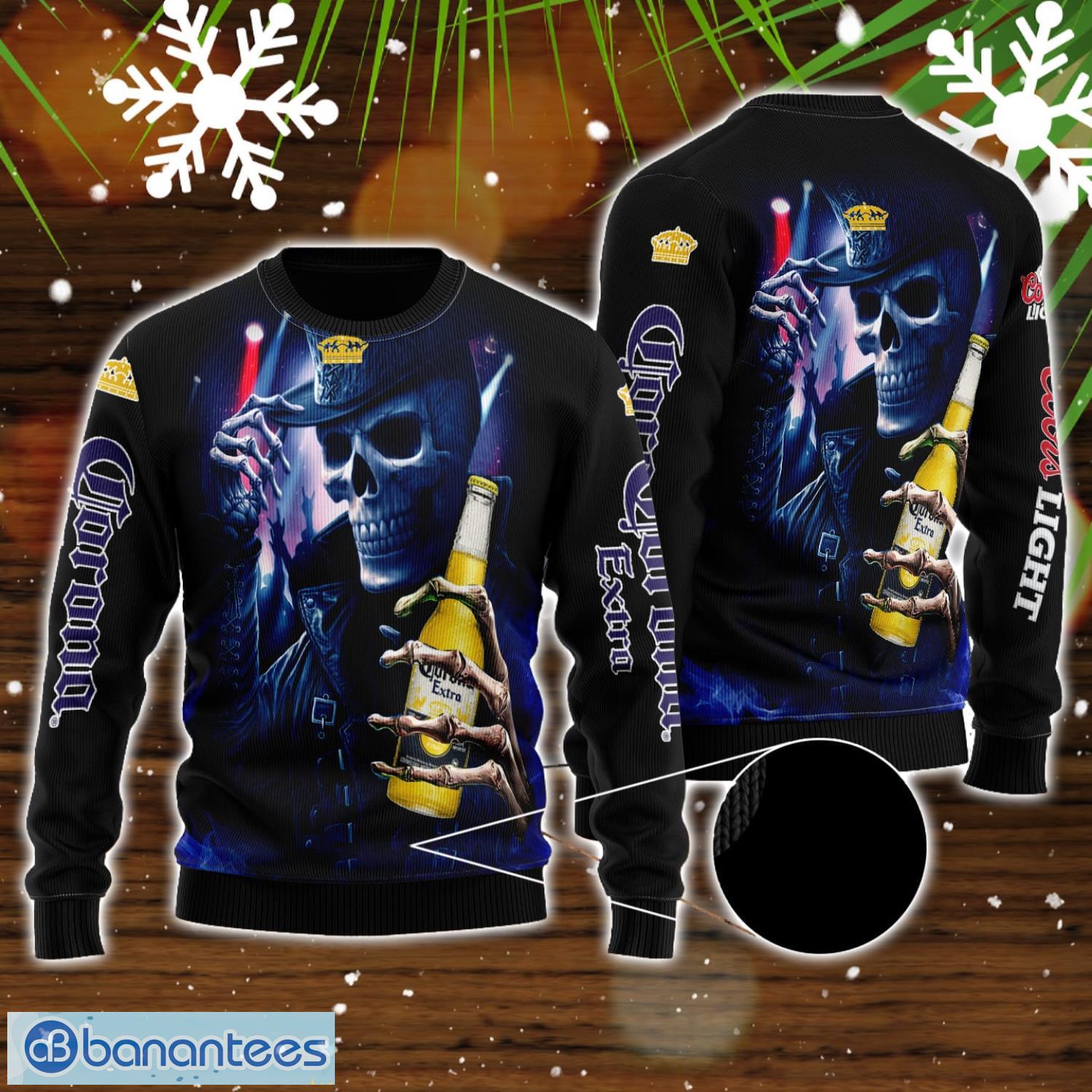 skull corona extra beer all over print 3d sweater for men and women image Skull Corona Extra Beer All Over Print 3D Sweater For Men And Women Product Photo 1