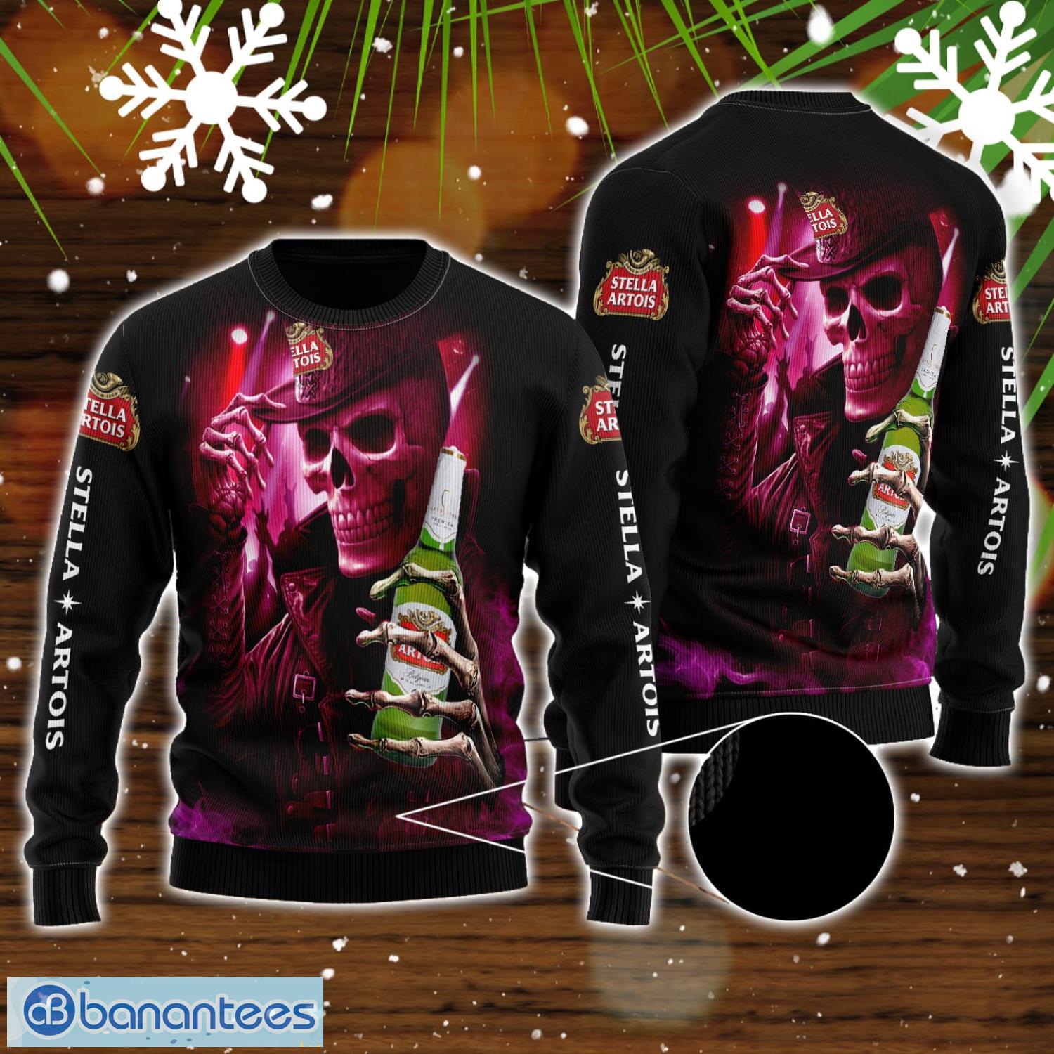 skull stella artois all over print 3d sweater for men and women image Skull Stella Artois All Over Print 3D Sweater For Men And Women Product Photo 1