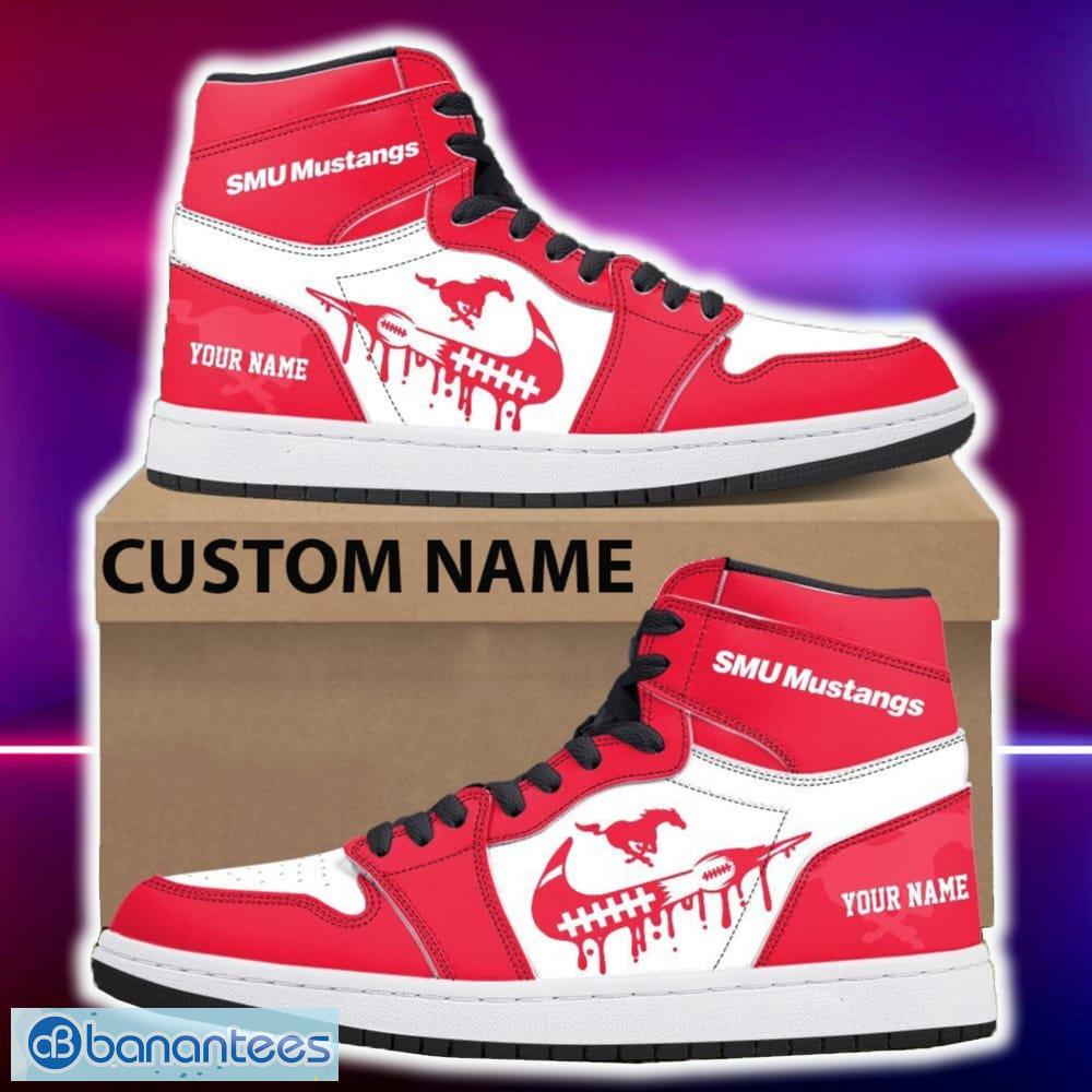 smu mustangs air jordan hightop shoes new custom name for fans gift sneaker image SMU Mustangs Air Jordan Hightop Shoes New Custom Name For Fans Gift Sneaker - SMU Mustangs Air Jordan Hightop Shoes Photo 4