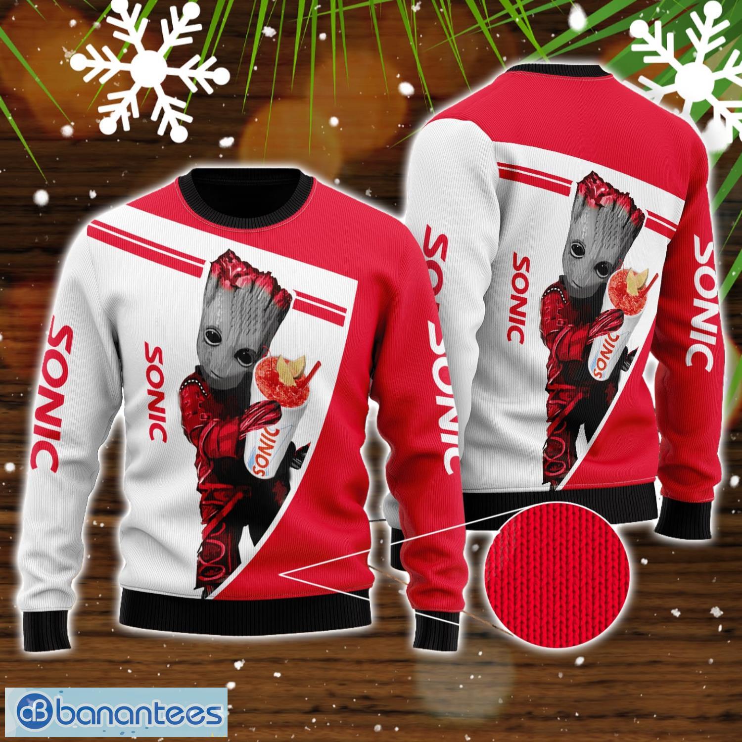 sonic drive in and baby groot all over print 3d sweater for men and women image Sonic Drive-In And Baby Groot All Over Print 3D Sweater For Men And Women Product Photo 1