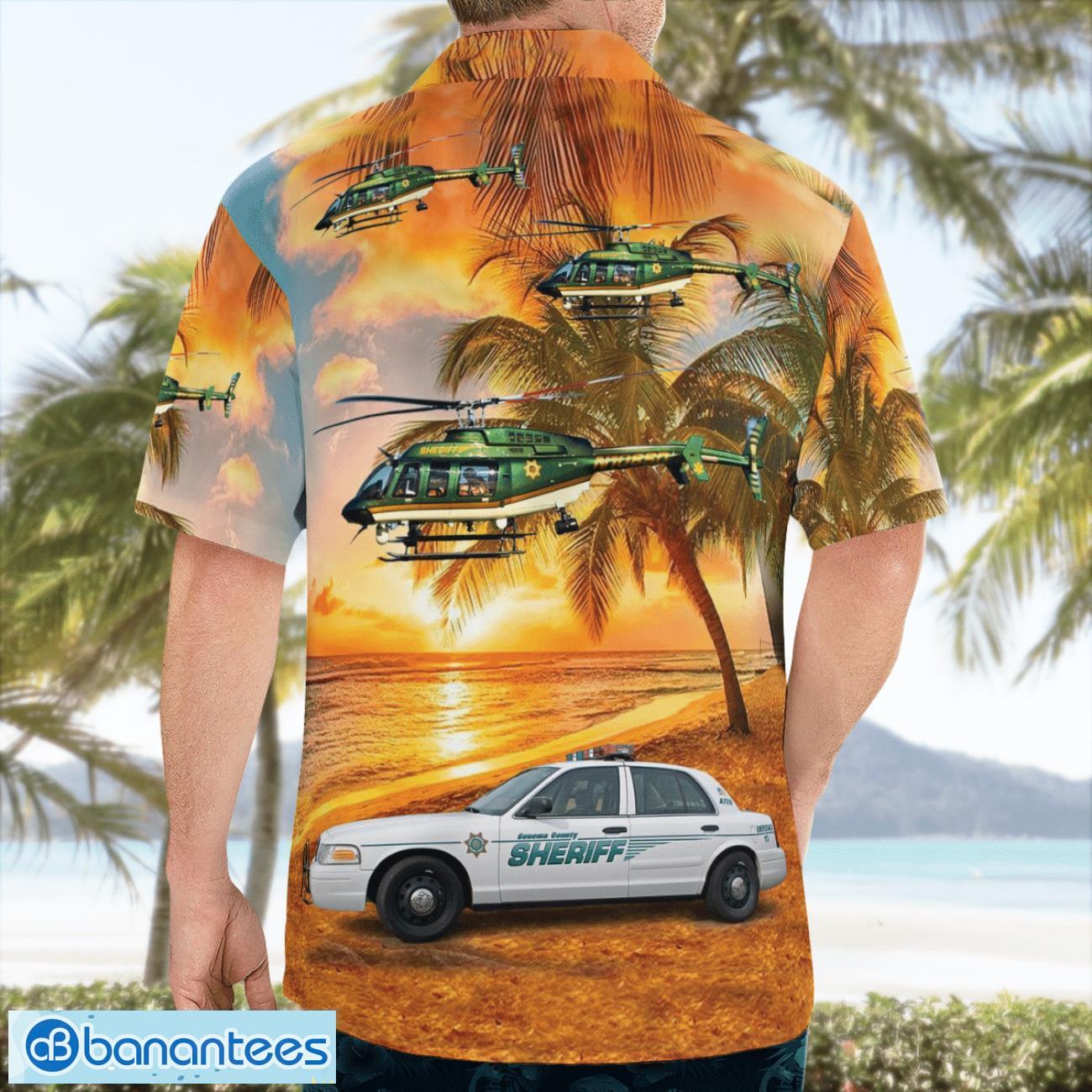Sonoma County Sheriff Helicopter BELL 407 & Car 3D Hawaiian Shirt Sonoma County Sheriff Helicopter BELL 407 & Car 3D Hawaiian Shirt Product Photo 4