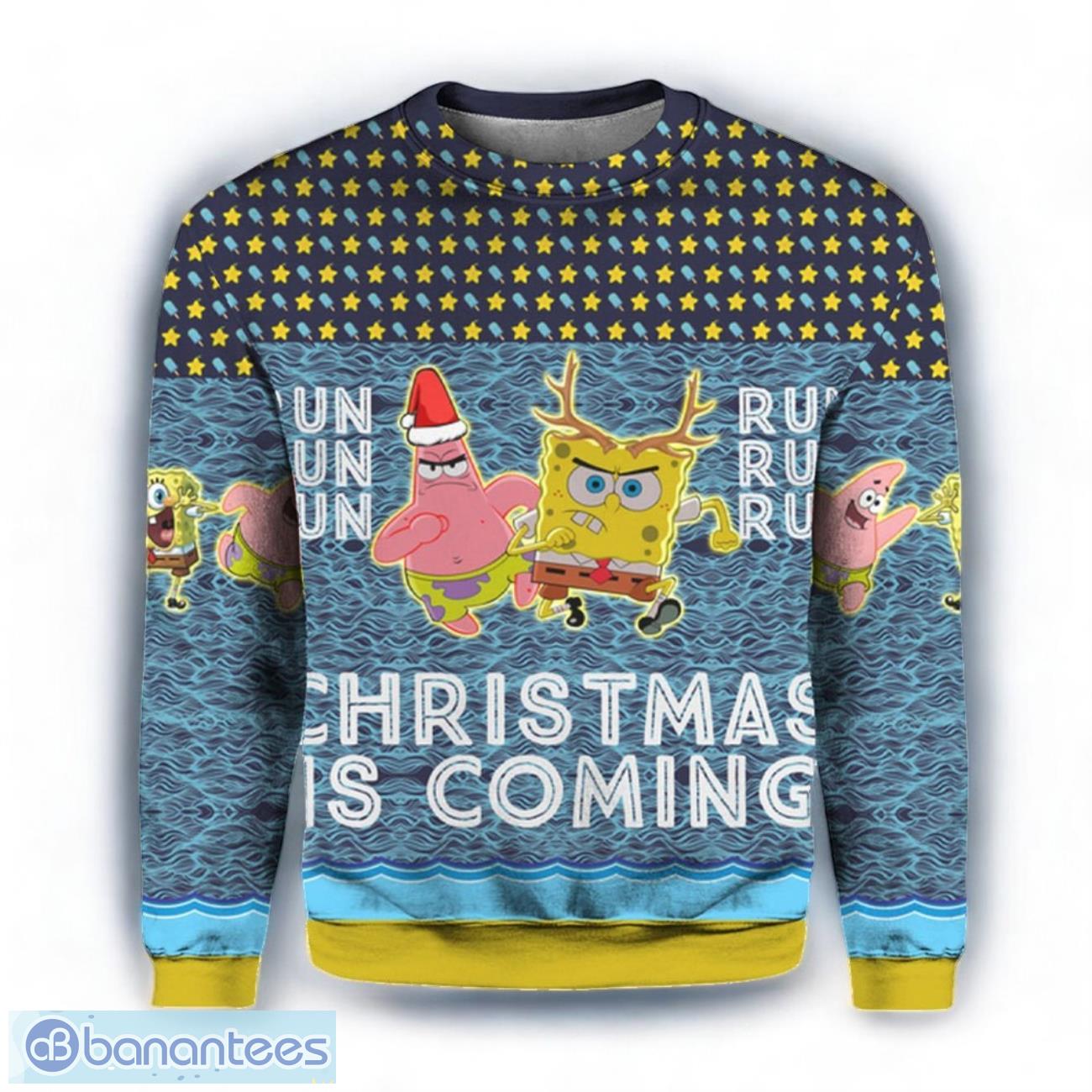 spongebob nickelodeon ugly sweater christmas gift for fans image Spongebob Nickelodeon Ugly Sweater Christmas Gift For Fans Product Photo 1