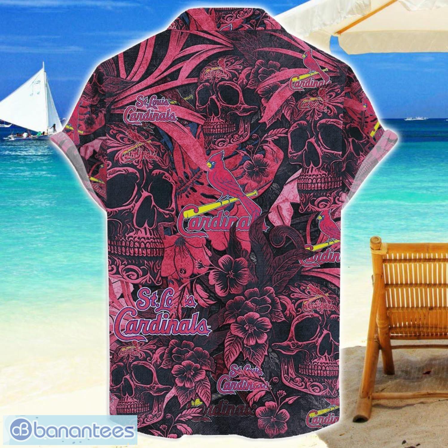 st louis cardinals flower and skull hawaiian shirt mlb team halloween shirt 1 image St Louis Cardinals Flower and Skull Hawaiian Shirt MLB Team Halloween Shirt Product Photo 2