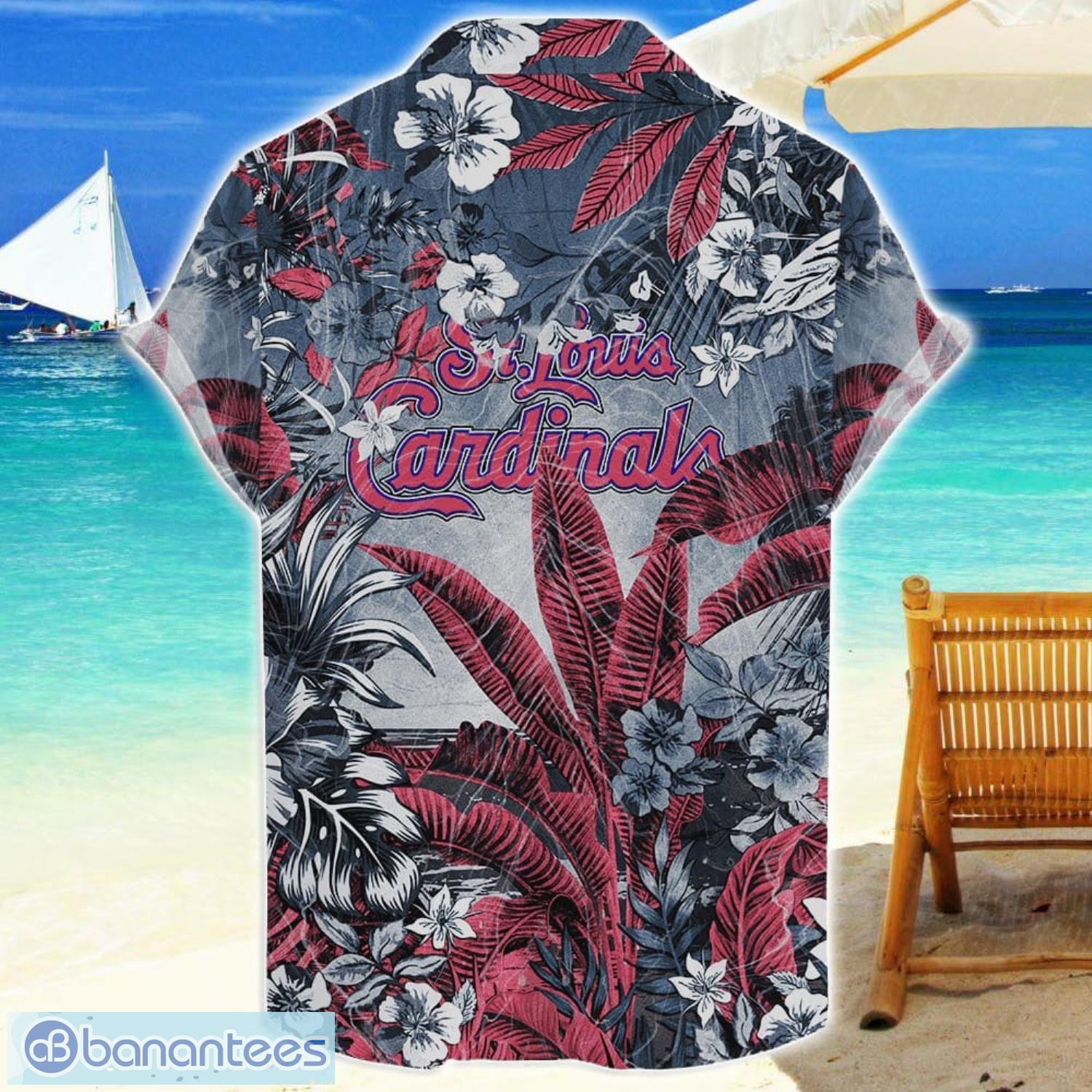 st louis cardinals tropical skull halloween 3d hawaiian shirt for men women mlb fans 1 image St Louis Cardinals Tropical Skull Halloween 3D Hawaiian Shirt For Men Women MLB Fans Product Photo 2