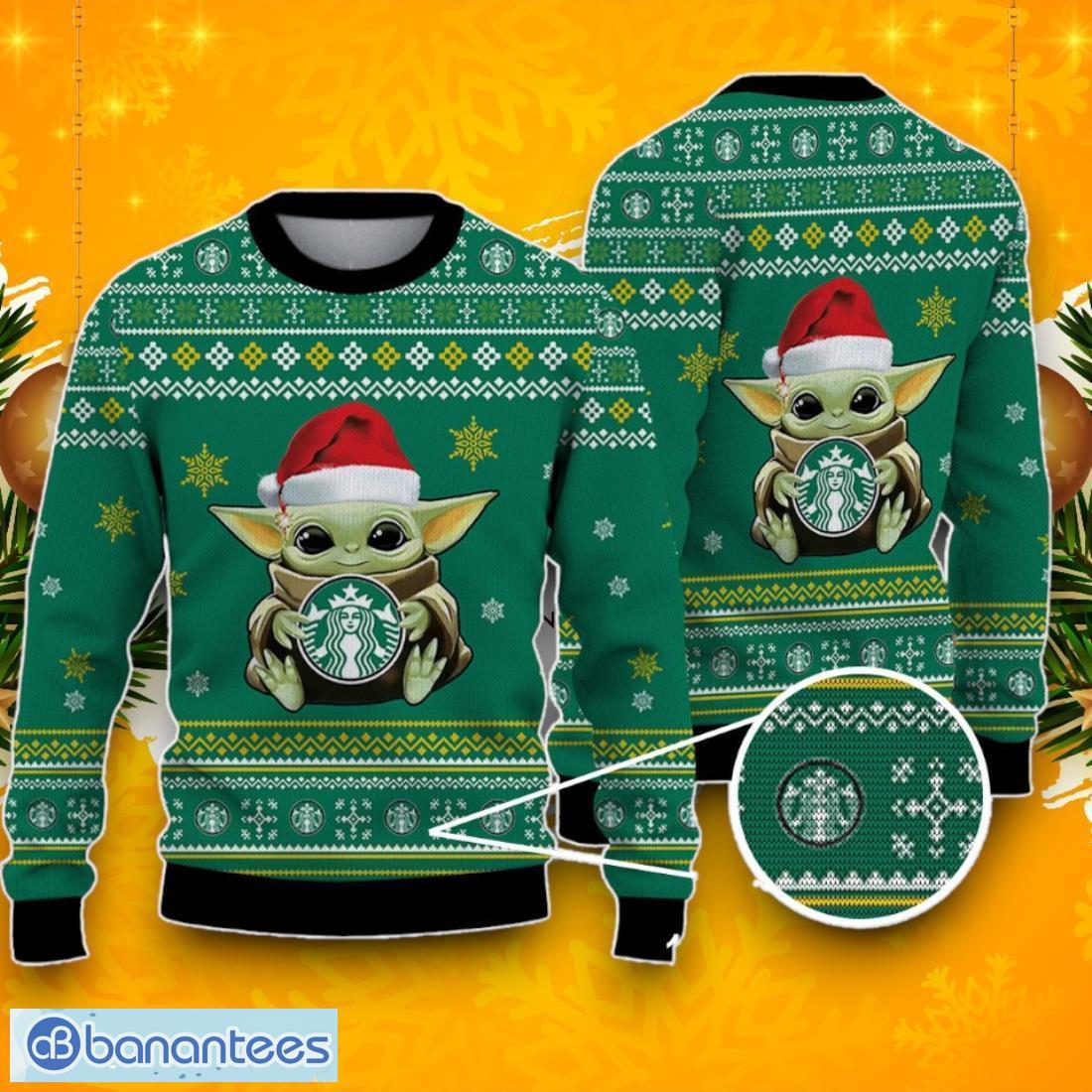 starbucks baby yoda ugly christmas sweater best gift ideas 2024 for fans image Starbucks Baby Yoda Ugly Christmas Sweater, Best Gift Ideas 2024 For Fans Product Photo 1