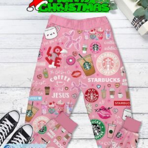 Starbucks Cupid Need Coffee Fleece Pajamas Set Pink Men Women For Fans - Starbucks Cupid Need Coffee Fleece Pajamas Set Pink-2
