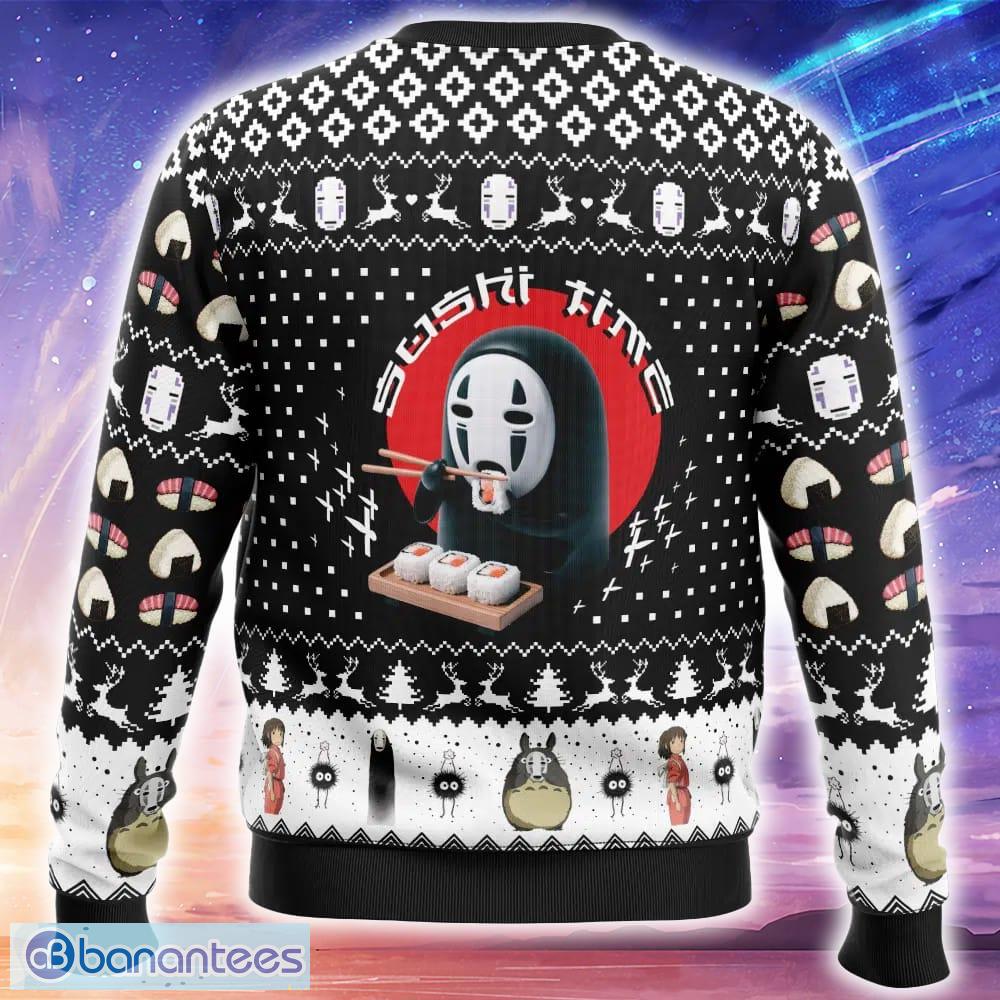 sushi time no face spirited away ugly christmas 3d sweater trending holidays for men women fans 1 image Sushi Time No Face Spirited Away Ugly Christmas 3D Sweater Trending Holidays For Men Women Fans - Sushi Time No Face Spirited Away Ugly Christmas Sweater_2