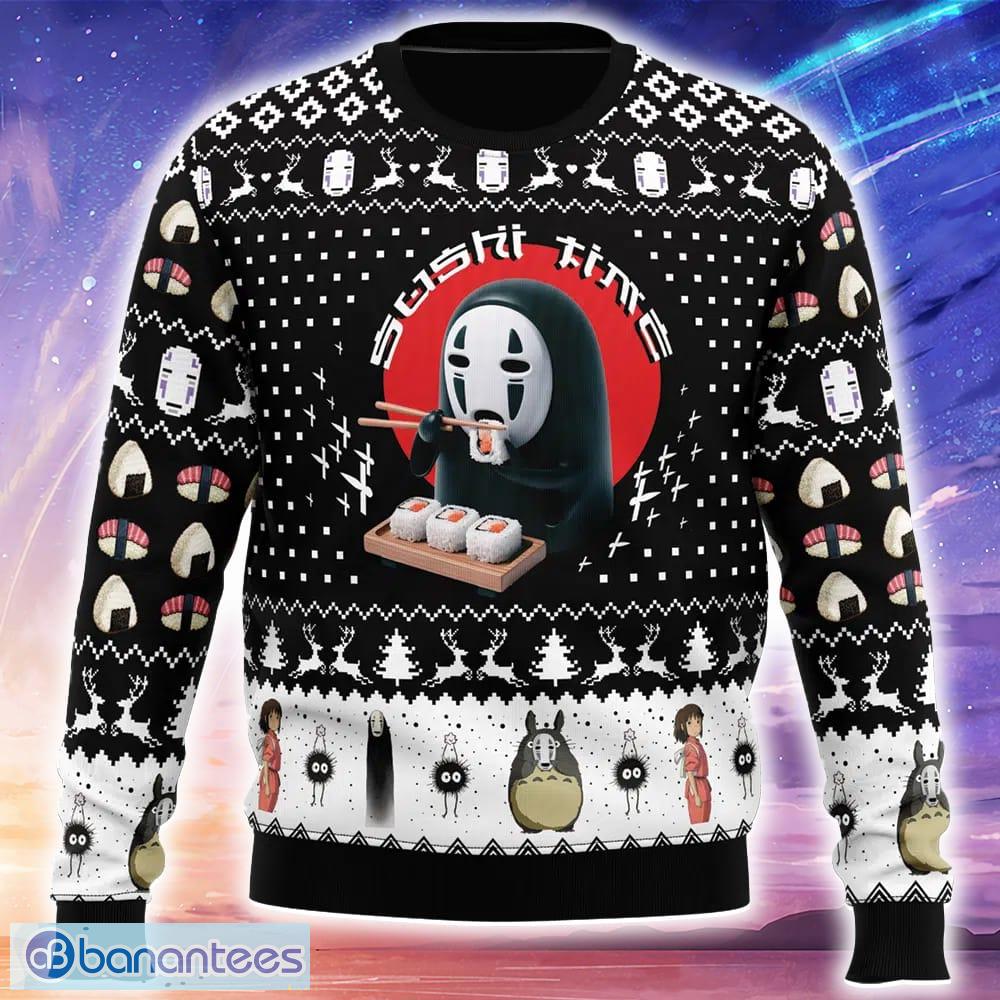 sushi time no face spirited away ugly christmas 3d sweater trending holidays for men women fans image Sushi Time No Face Spirited Away Ugly Christmas 3D Sweater Trending Holidays For Men Women Fans - Sushi Time No Face Spirited Away Ugly Christmas Sweater_1