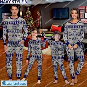 Fokker F27 Friendship Ugly Christmas Aircraft Family Pajamas Set Gift Family - Fokker F27 Friendship Aircraft Pajamas Set Family Photo Navy